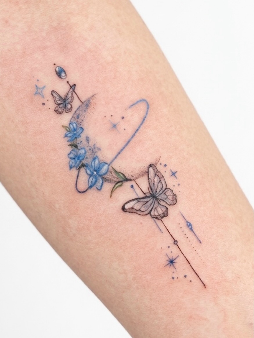 Tattoo by @morae_tattoo — watercolor, dotwork