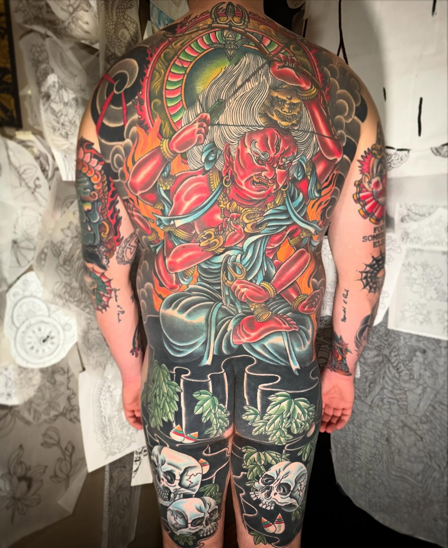 Japanese deity japanese irezumi tattoo on the back by Mike Diamond