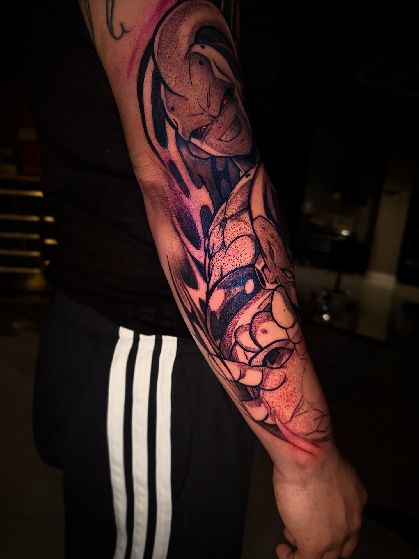 Anime character anime tattoo on the forearm by Aiden Madrigal