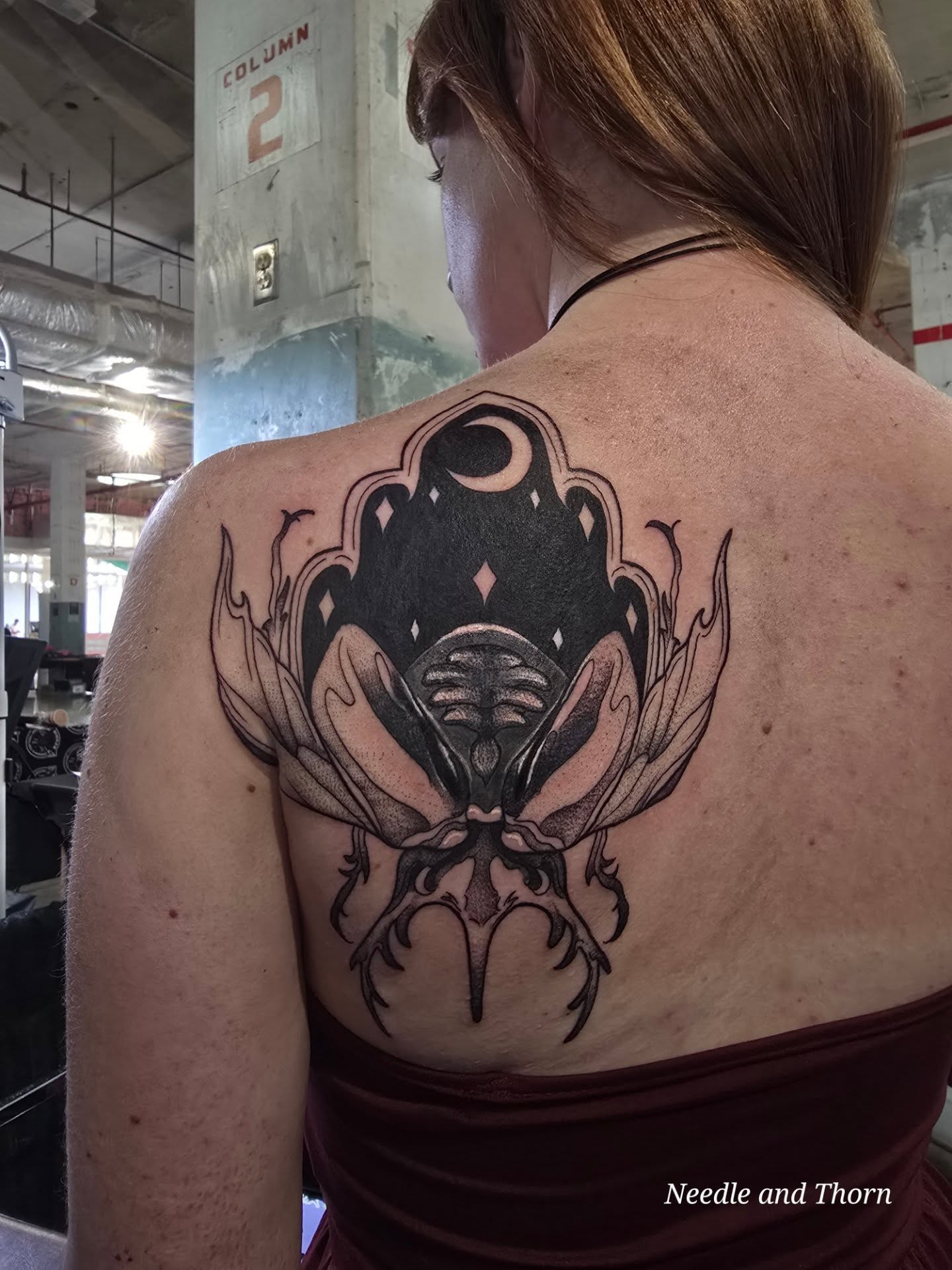 Tattoo by @barrett_darkwave_tx — blackwork, dotwork