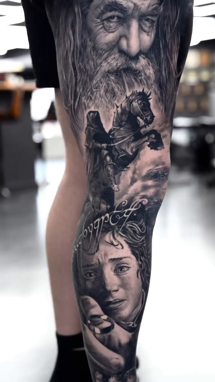 Lord of the Rings characters realism tattoo by 𝒁𝒂𝒌 𝑷𝒆𝒓𝒓𝒚
