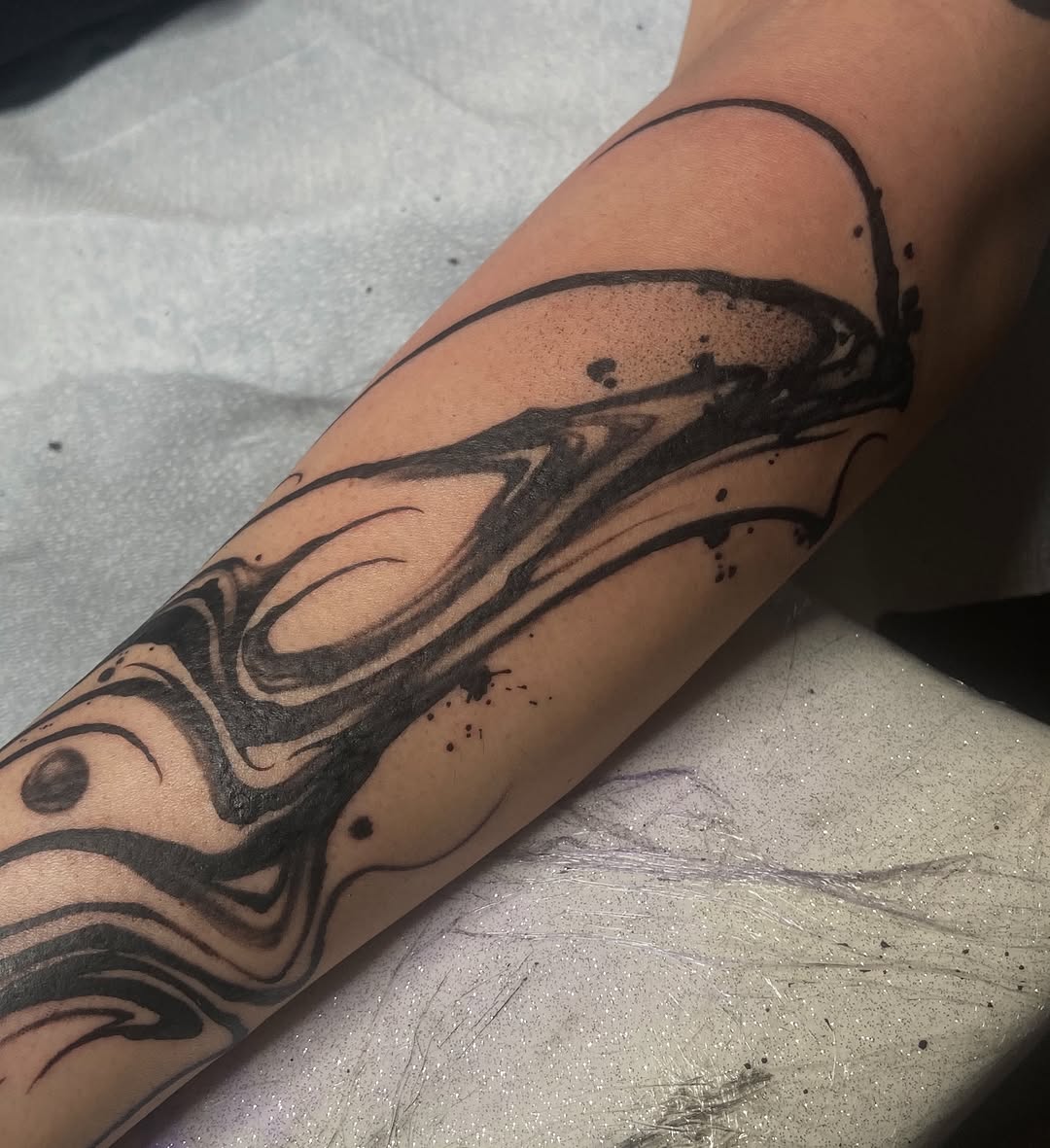 Tattoo by @baptism_black โ blackwork, trash_polka