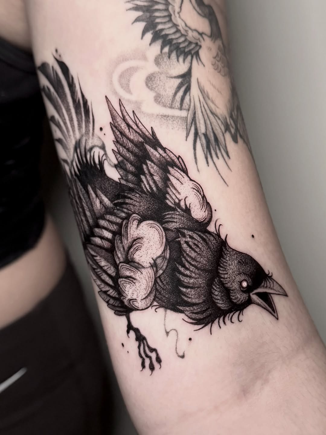 Tattoo by @mochitats — black_and_grey, dotwork