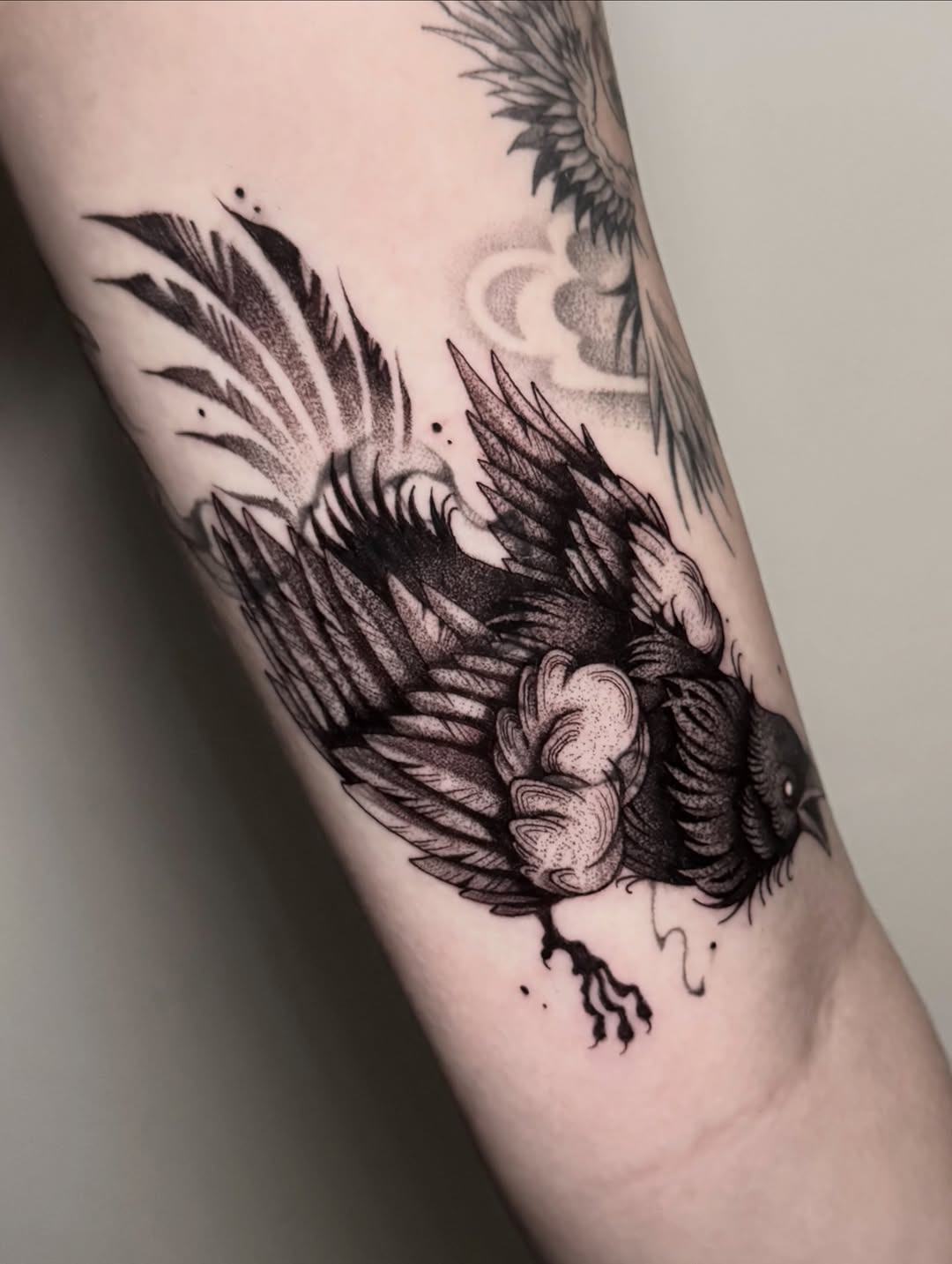 Tattoo by @mochitats — black_and_grey, dotwork