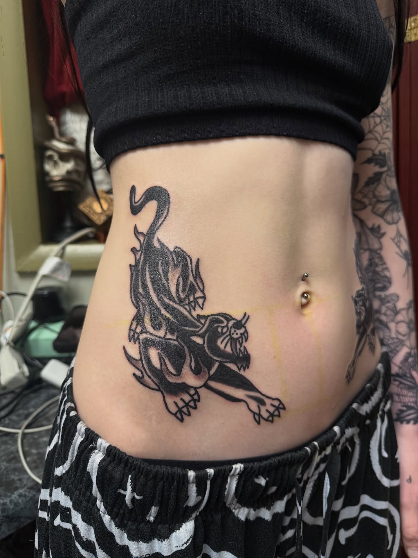 Scorpion American traditional tattoo on the torso by @kevingaretz, Jersey City, New Jersey
