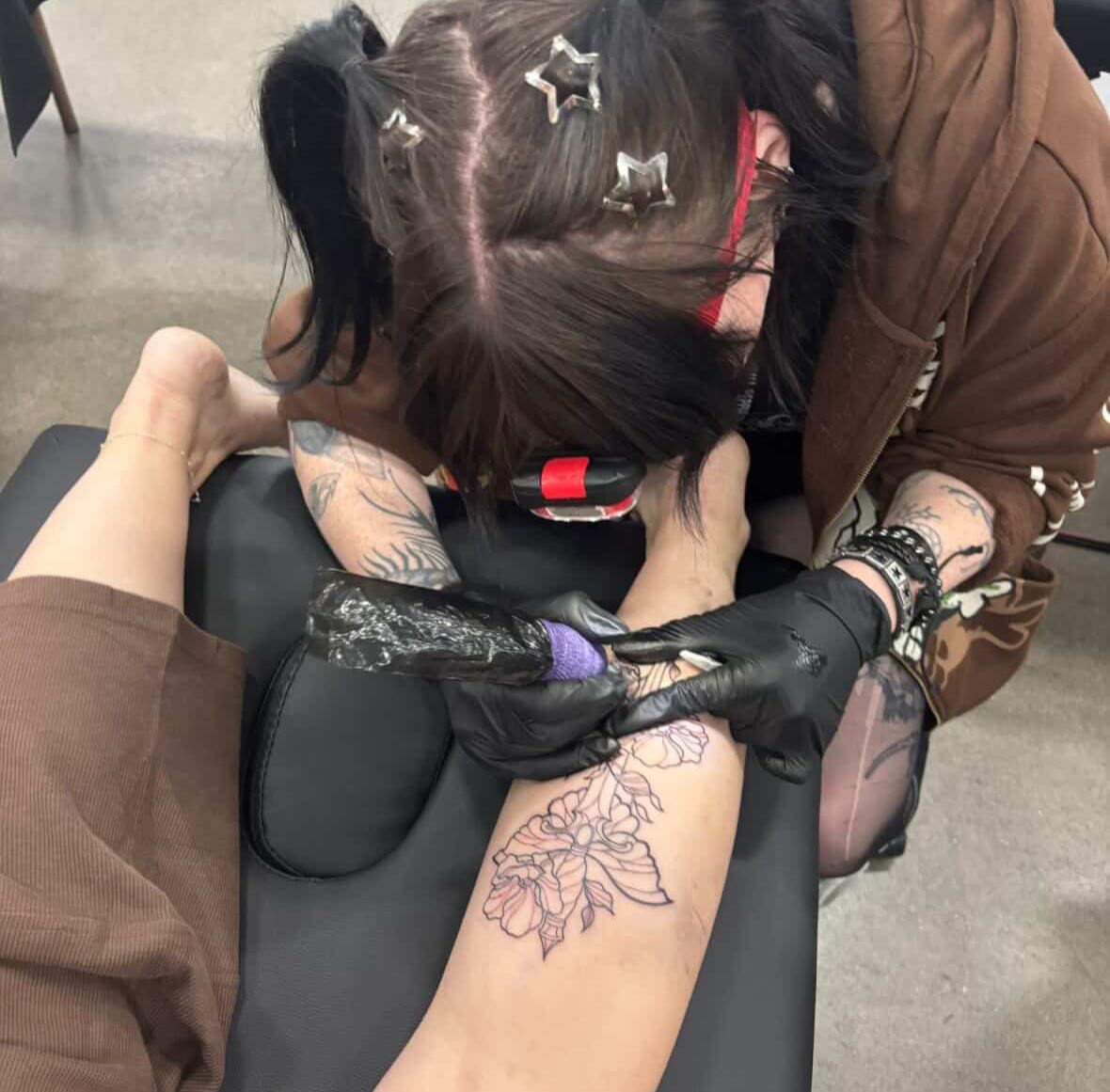 Floral design new school tattoo on the forearm by abby ☽ marie