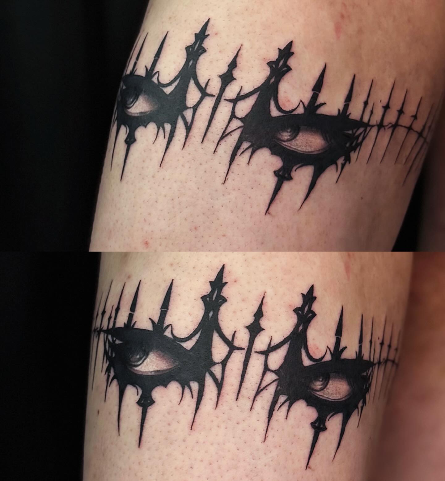 Thorn crown blackwork tattoo on the forearm by Marie Amor🌙