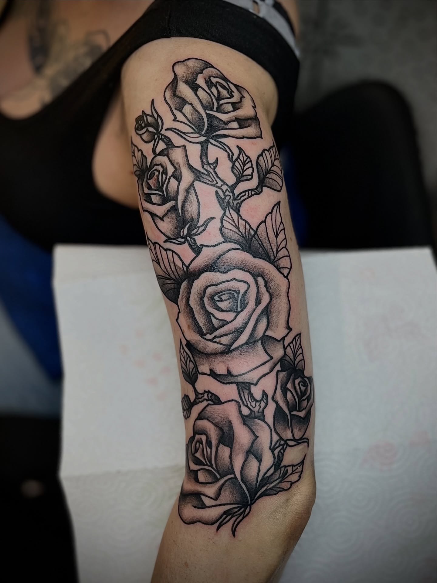 Tattoo by @cursedskintattoos — black_and_grey