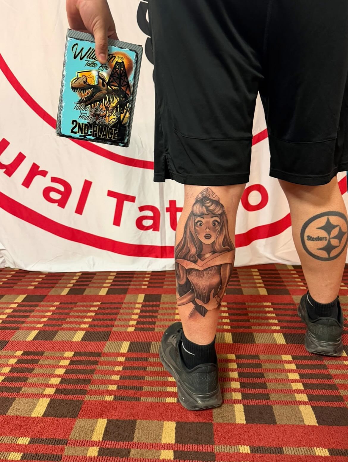Aurora realism tattoo on the leg by Ruben