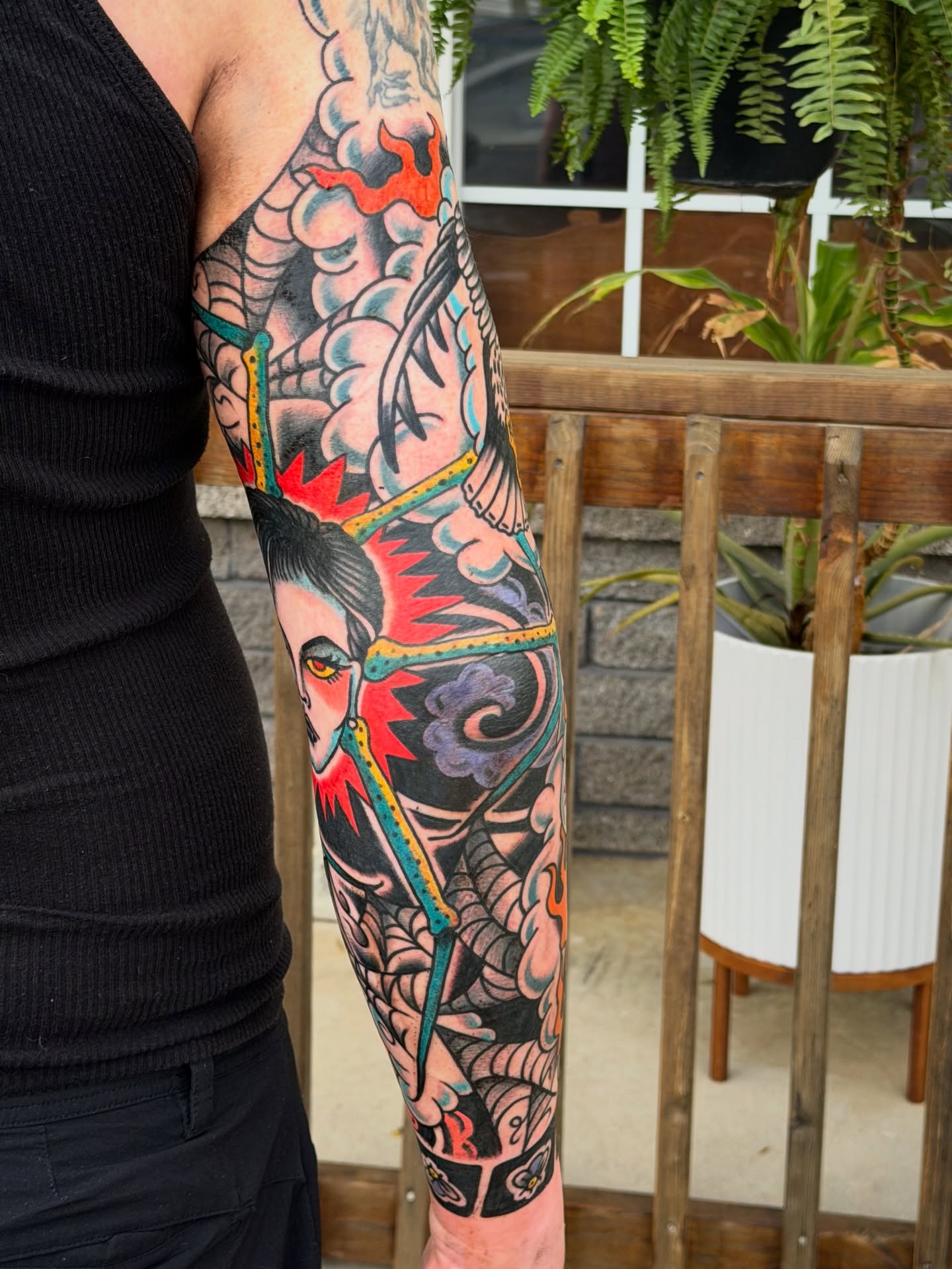 Japanese samurai American traditional tattoo on the forearm by 🌈KNOXVILLE’S FAVORITE TATTOO ARTIST 👽 마법 버섯