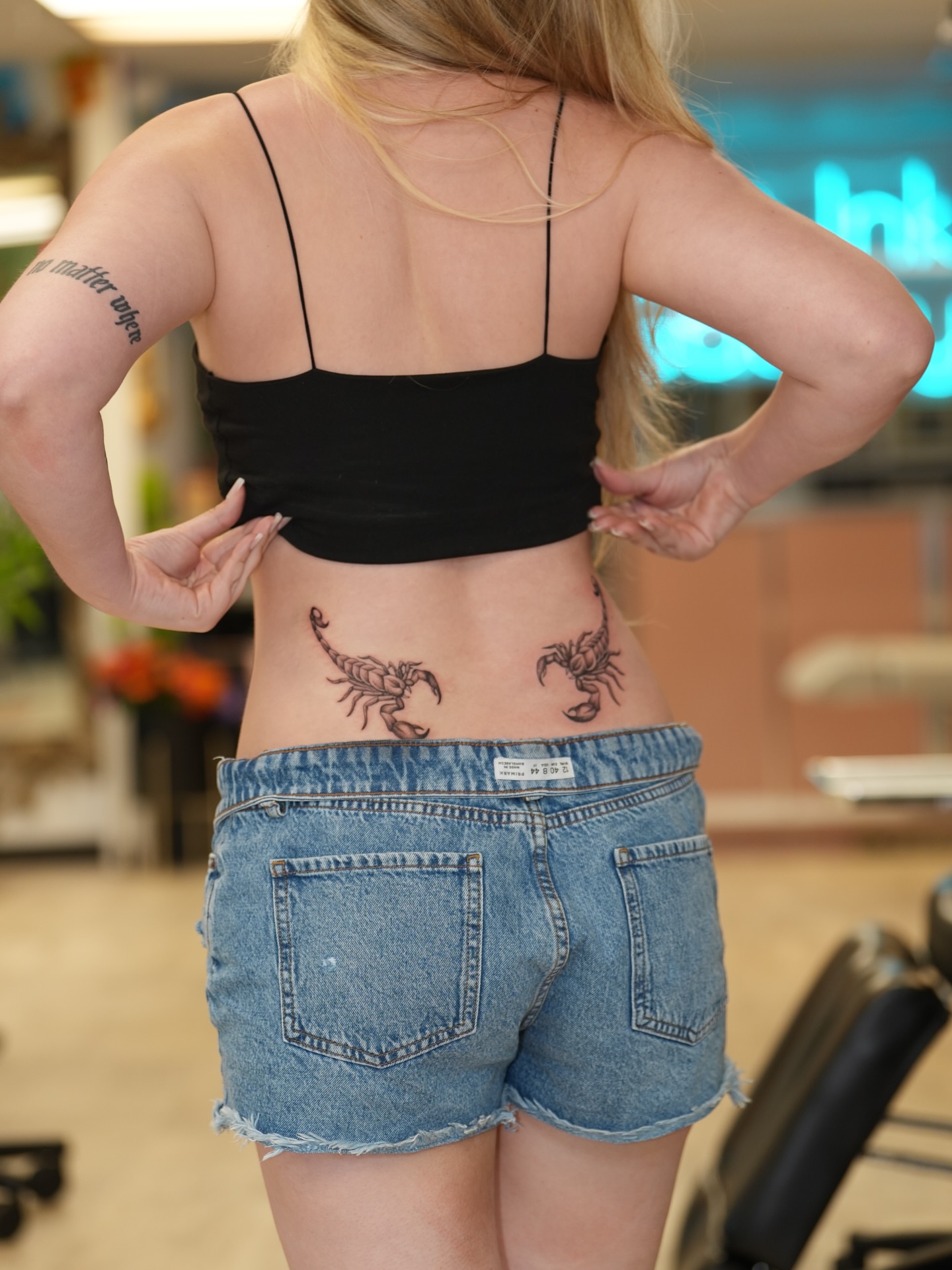 Scorpion black and grey tattoo on the back by Kevin Betancourt