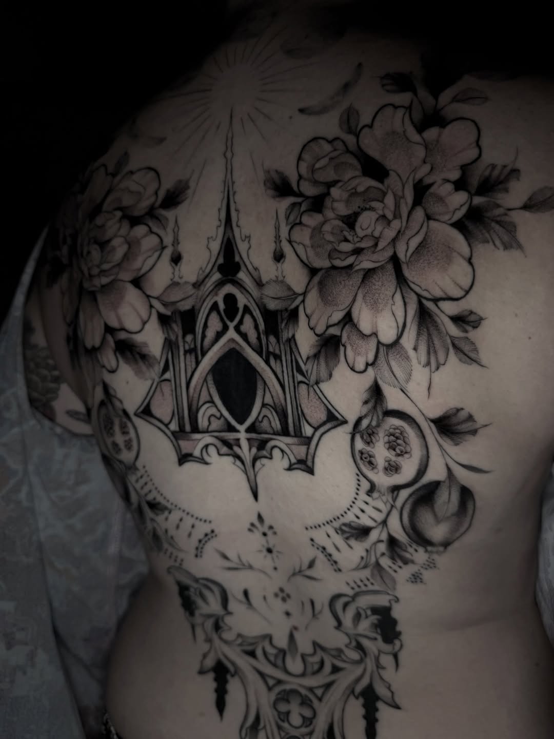 Tattoo by @chloew_tattoos — black_and_grey, ornamental