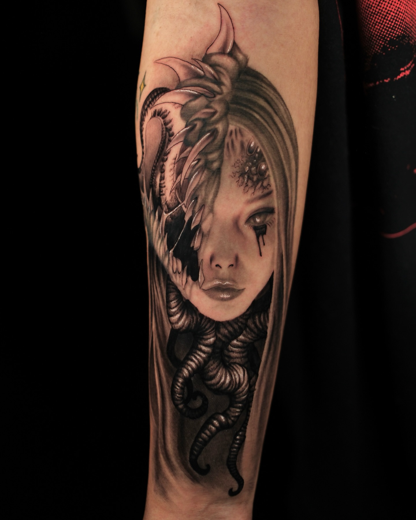 Woman with tentacles dark realism tattoo on the forearm by belen (bae-lin)🇺🇾, Mesa, Arizona