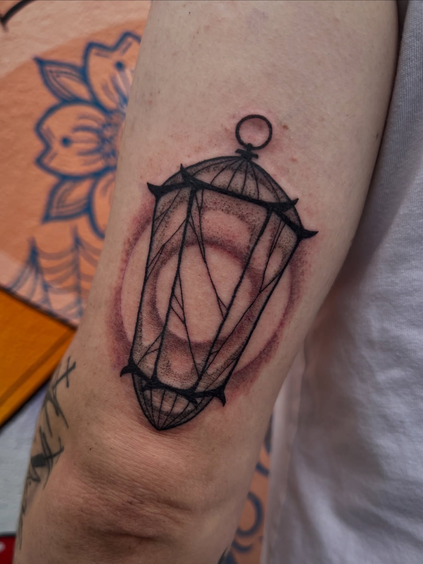 Birdcage dotwork tattoo on the forearm by Owen Smith -OEOS- SF