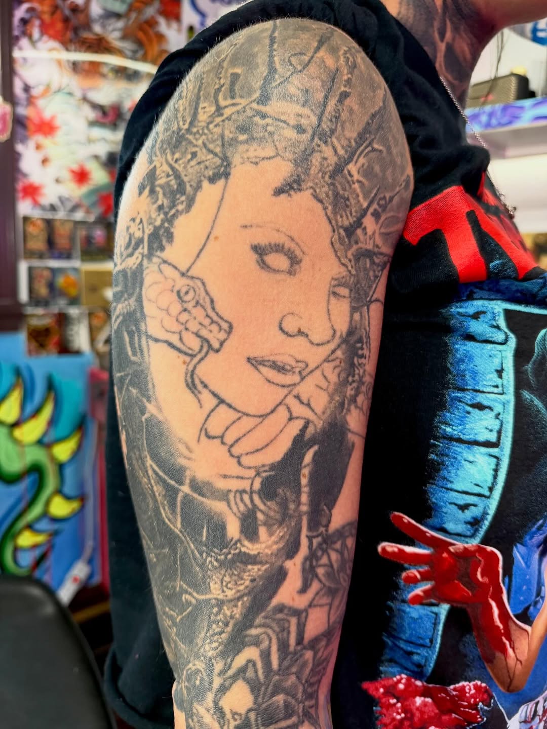 Tattoo by @barbedwireinktattoos — realism, black_and_grey
