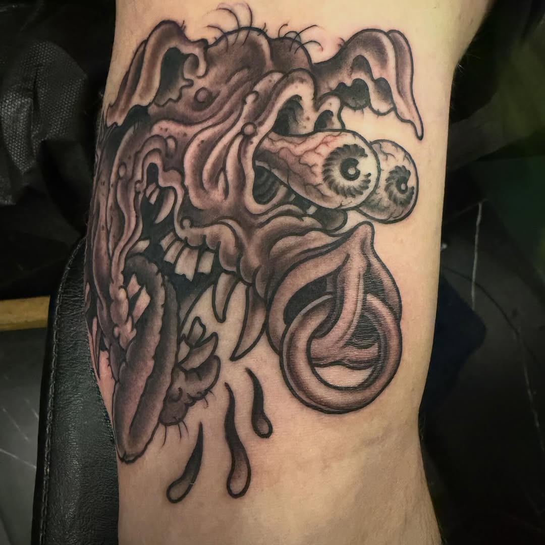Tattoo by @adamwarmerdam — new_school, black_and_grey