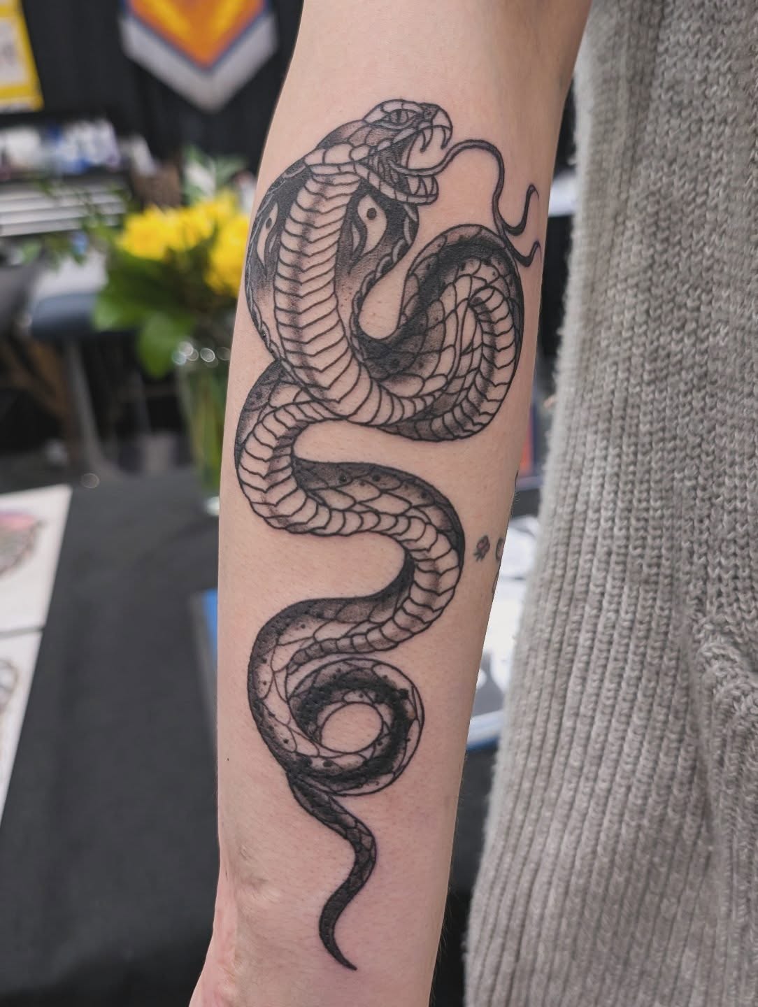 Tattoo by @hutch_tat — black_and_grey