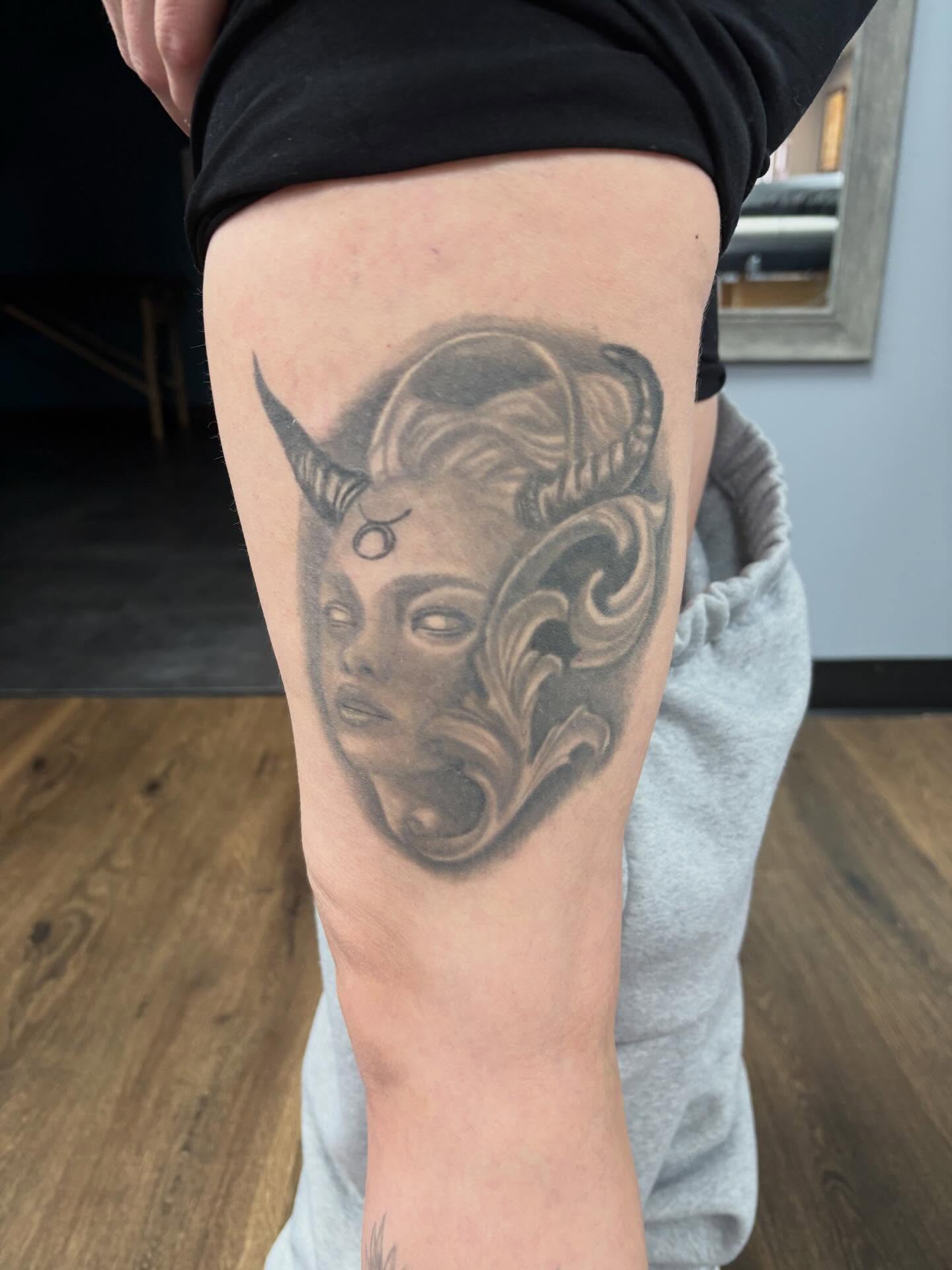 Tattoo by @tattoos_by_jack13 — realism, black_and_grey