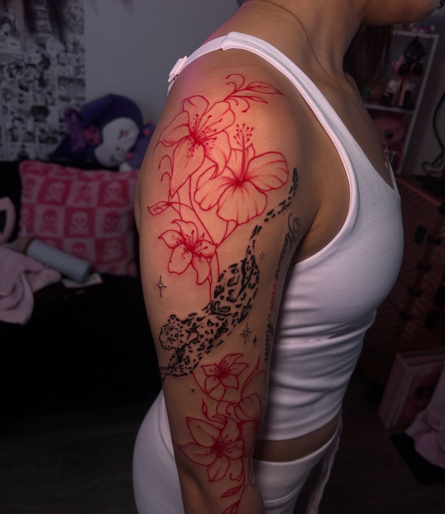 Hibiscus flowers American traditional tattoo on the upper arm by πππππππ ππππππ π¨πππππ