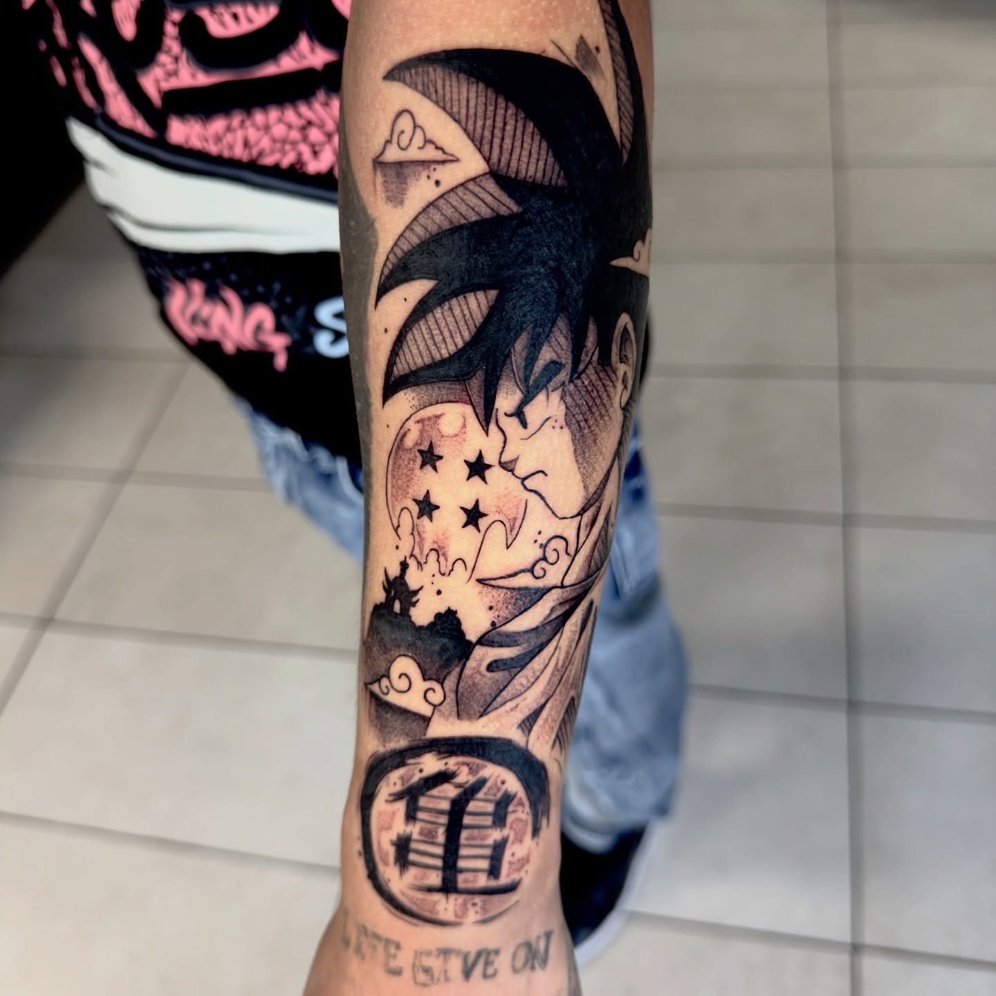 Tattoo by @adrixtatt — anime, dotwork