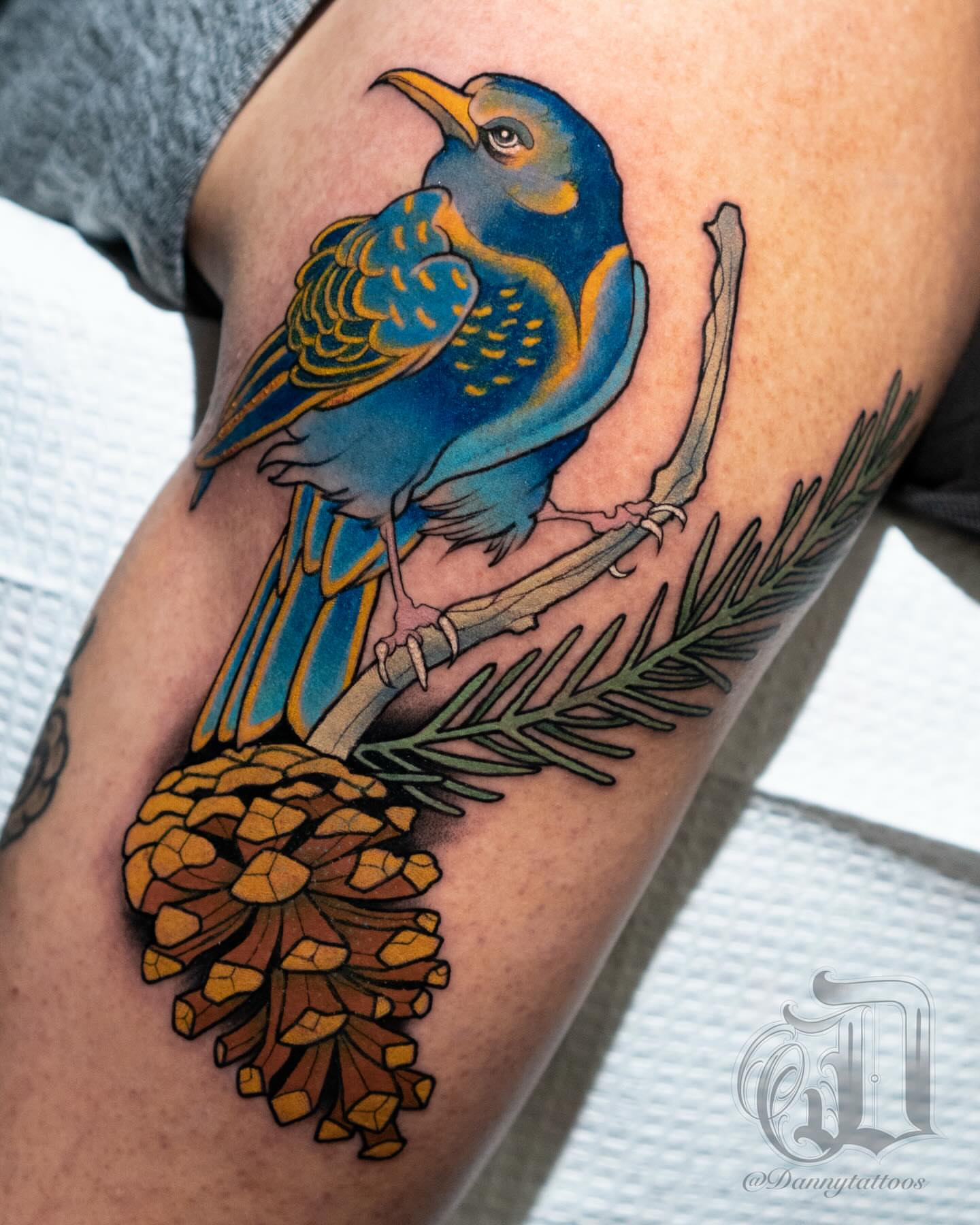 Bird American traditional tattoo on the forearm by Danny Pando