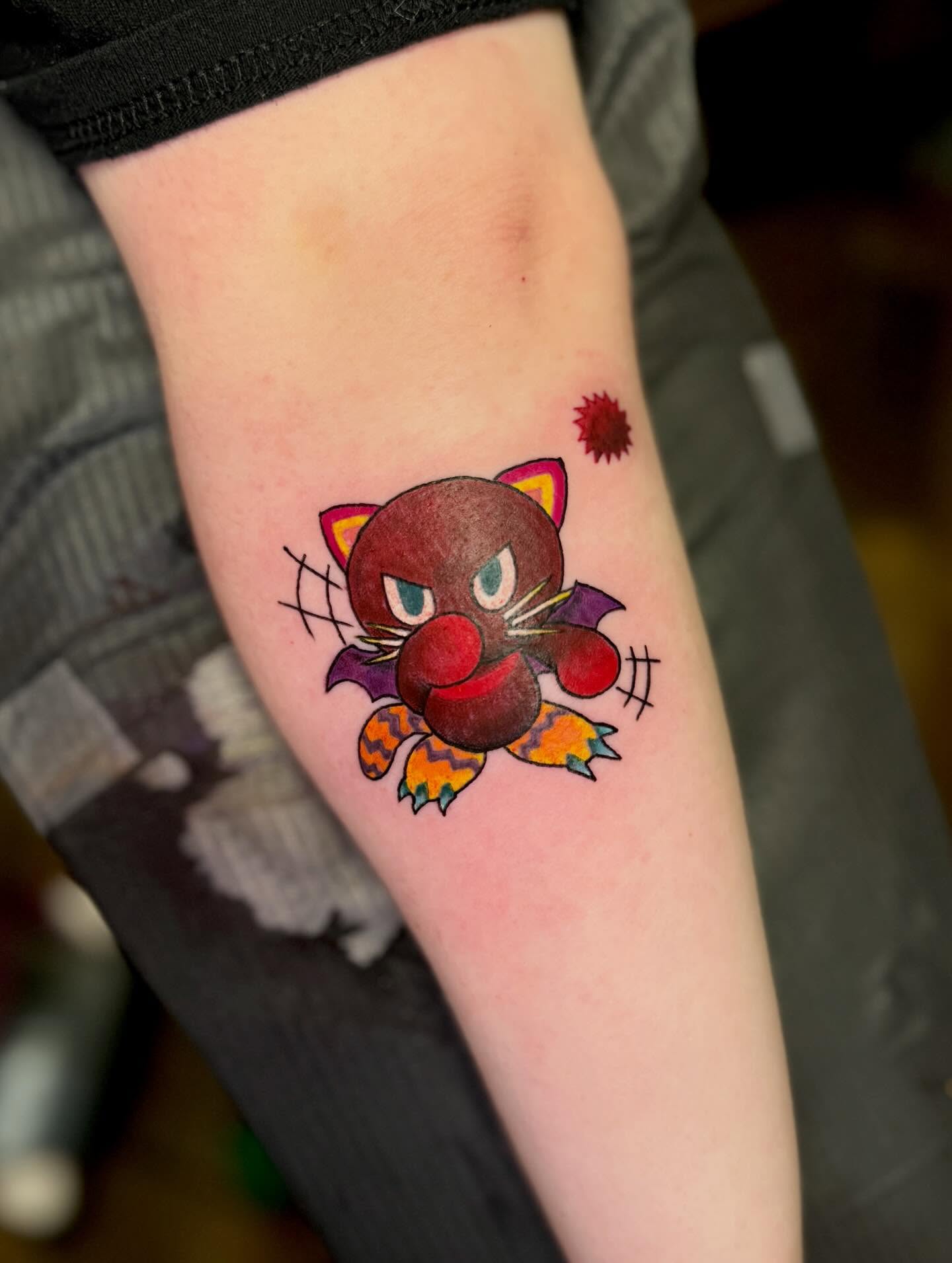 Cat-like creature new school tattoo on the forearm by πβ¨ππ₯π’π©ππΆ β¨π