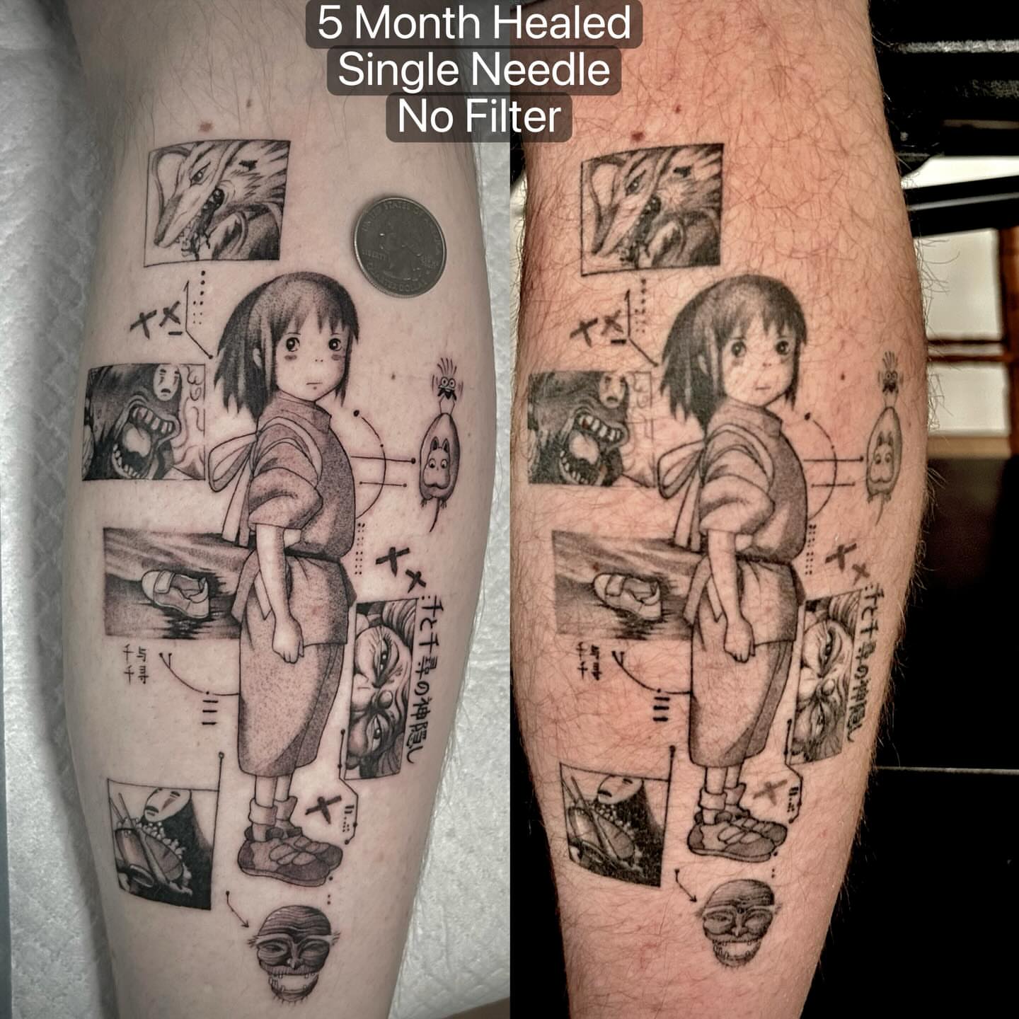 Anime character single needle tattoo on the forearm by Jonny Tattoo PHX AZ