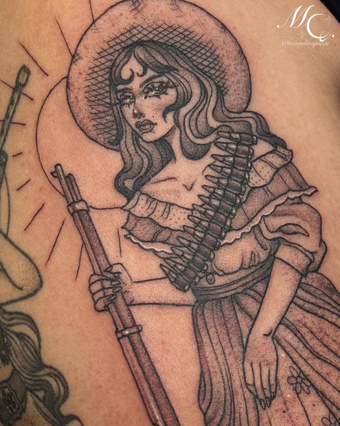 Tattoo by @moonlitequeentattooist — black_and_grey, realism