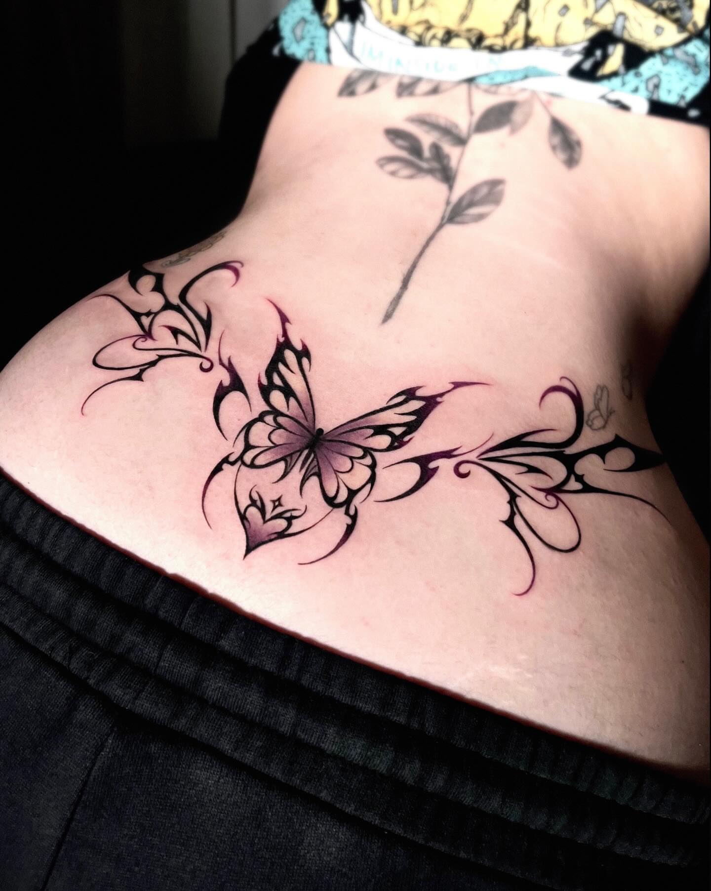 Butterfly tribal tattoo on the ribs by Cyber sigil & ornamental tattoo π₯