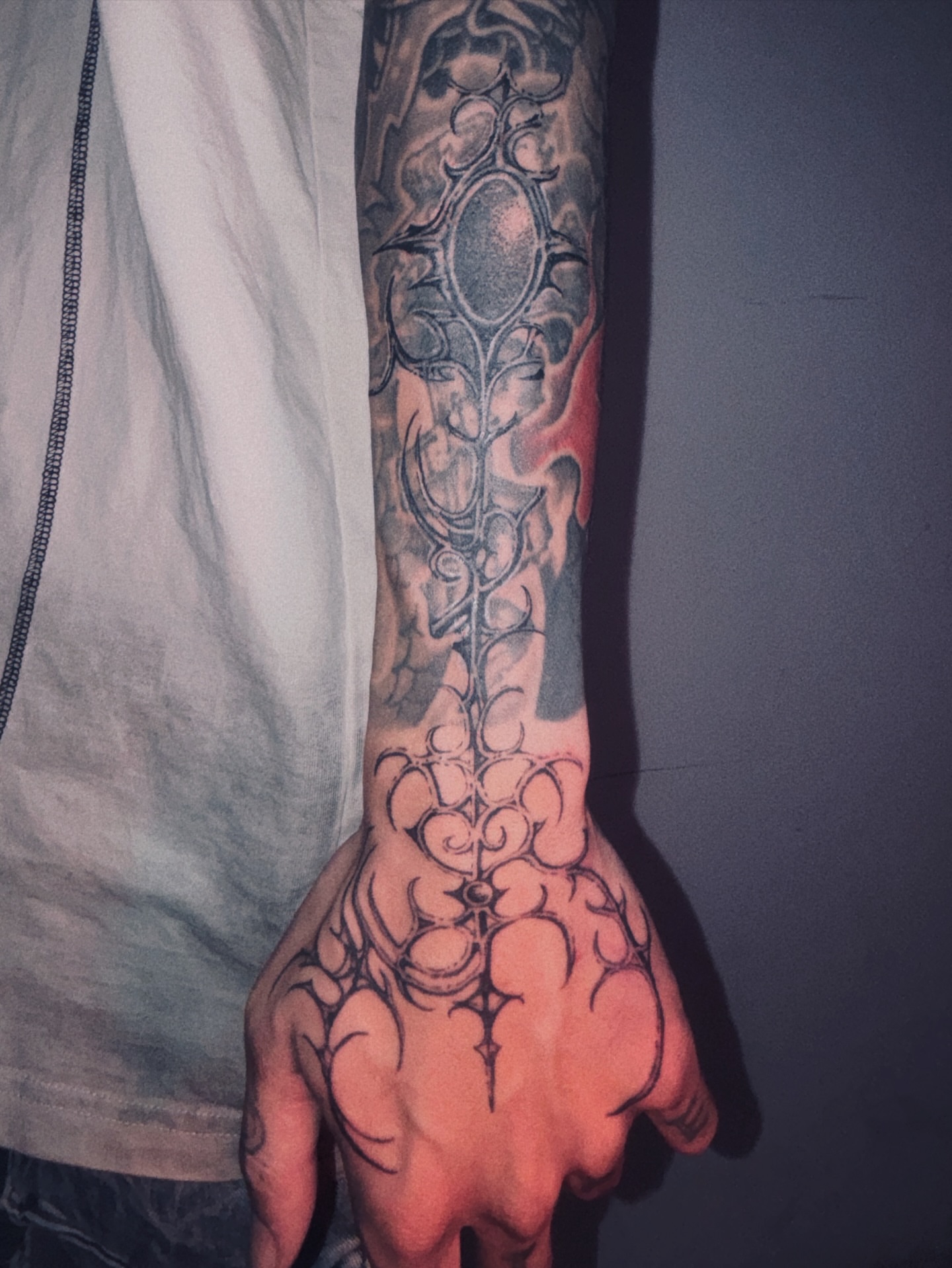 Floral ornamentation ornamental tattoo on the forearm by LX7