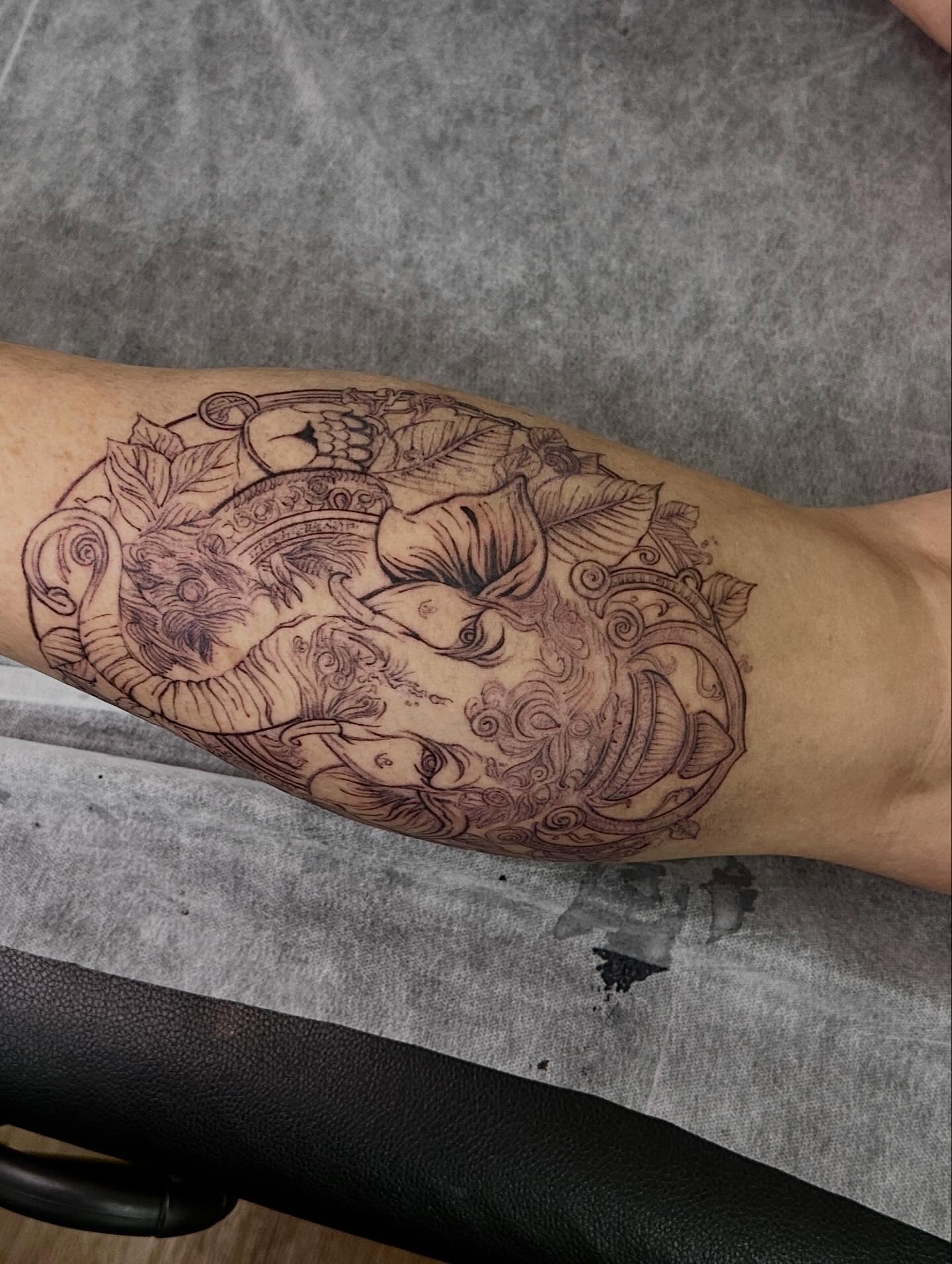 Tattoo by @90tattoo_ — black_and_grey