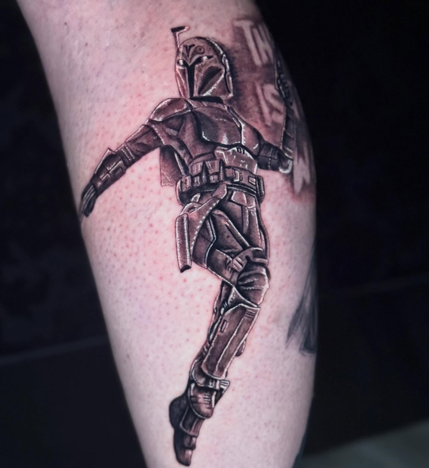 Boba fett realism tattoo on the forearm by Jacob Bettker, Centerville, Ohio