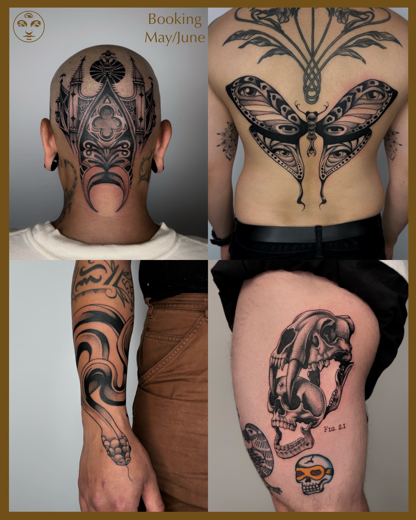 Butterfly geometric tattoo on the back by Kuya, Berkeley, California