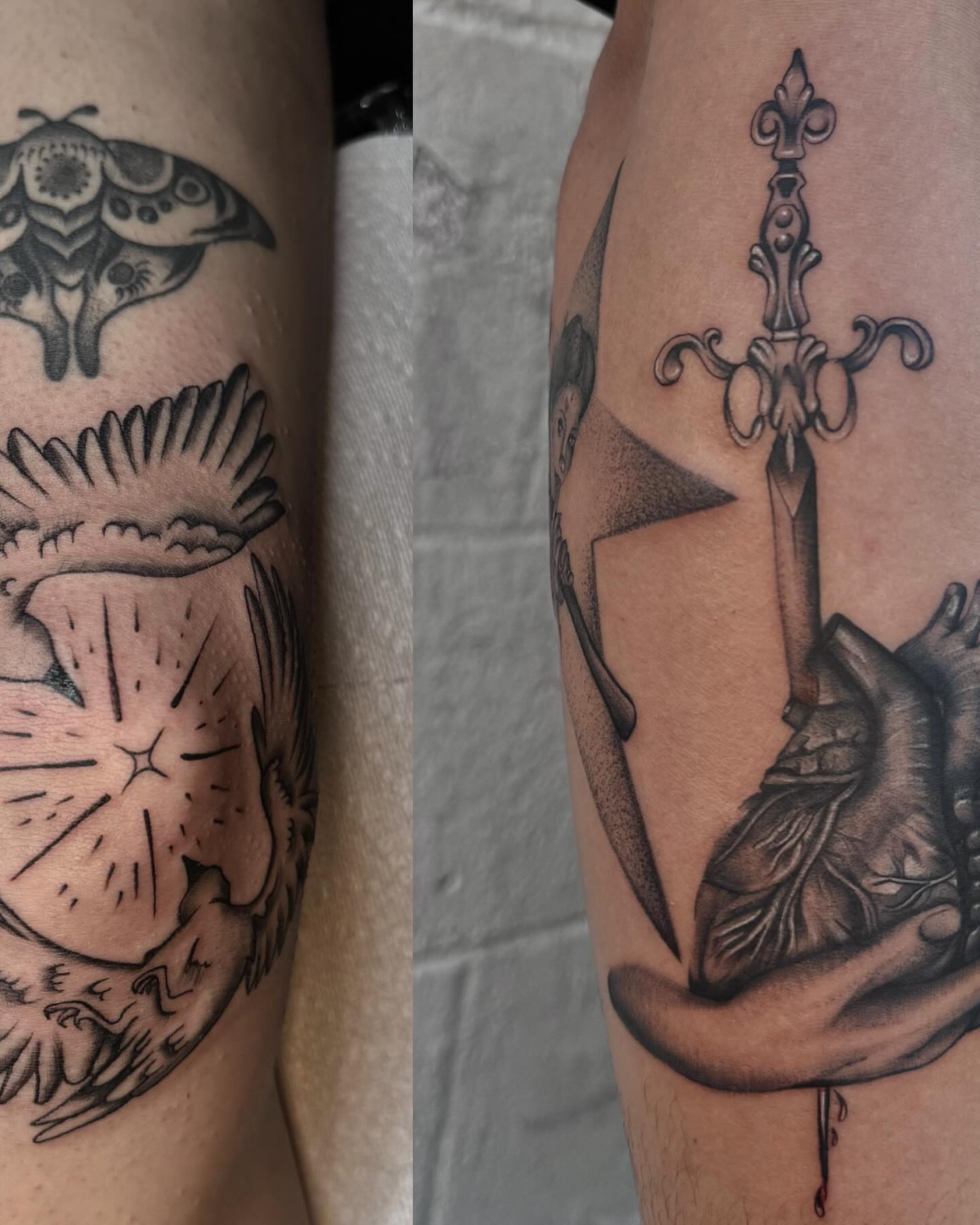 Sword and heart realism tattoo on the forearm by Priscilla ☾ ⋆*・゚