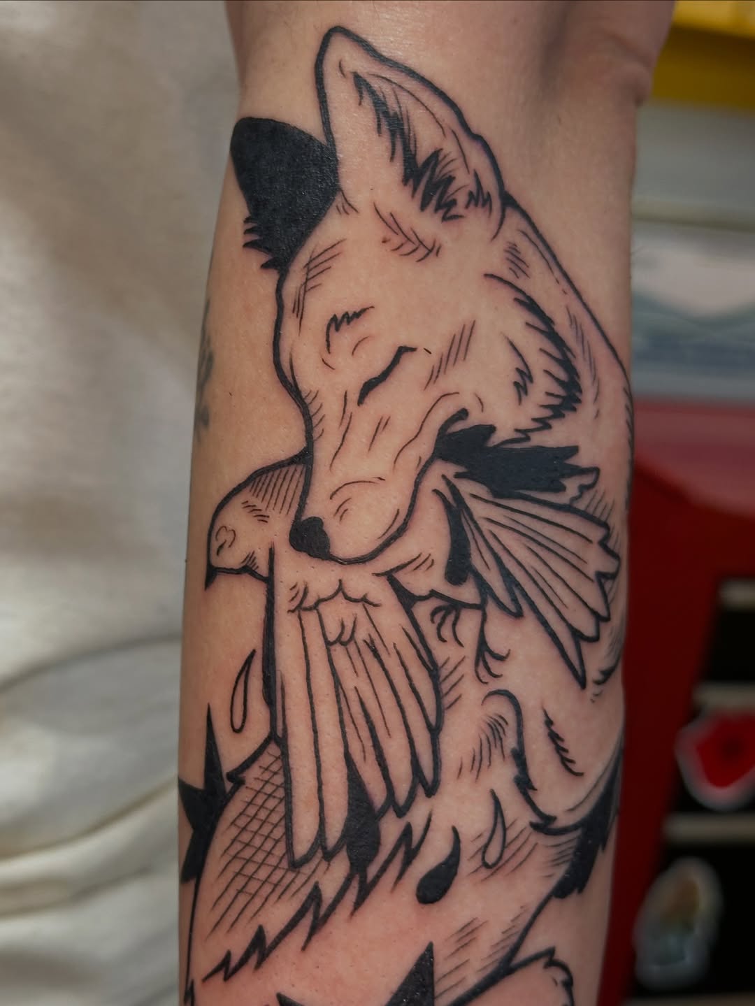Tattoo by @stubbornsprouttattoo — illustrative, black_and_grey