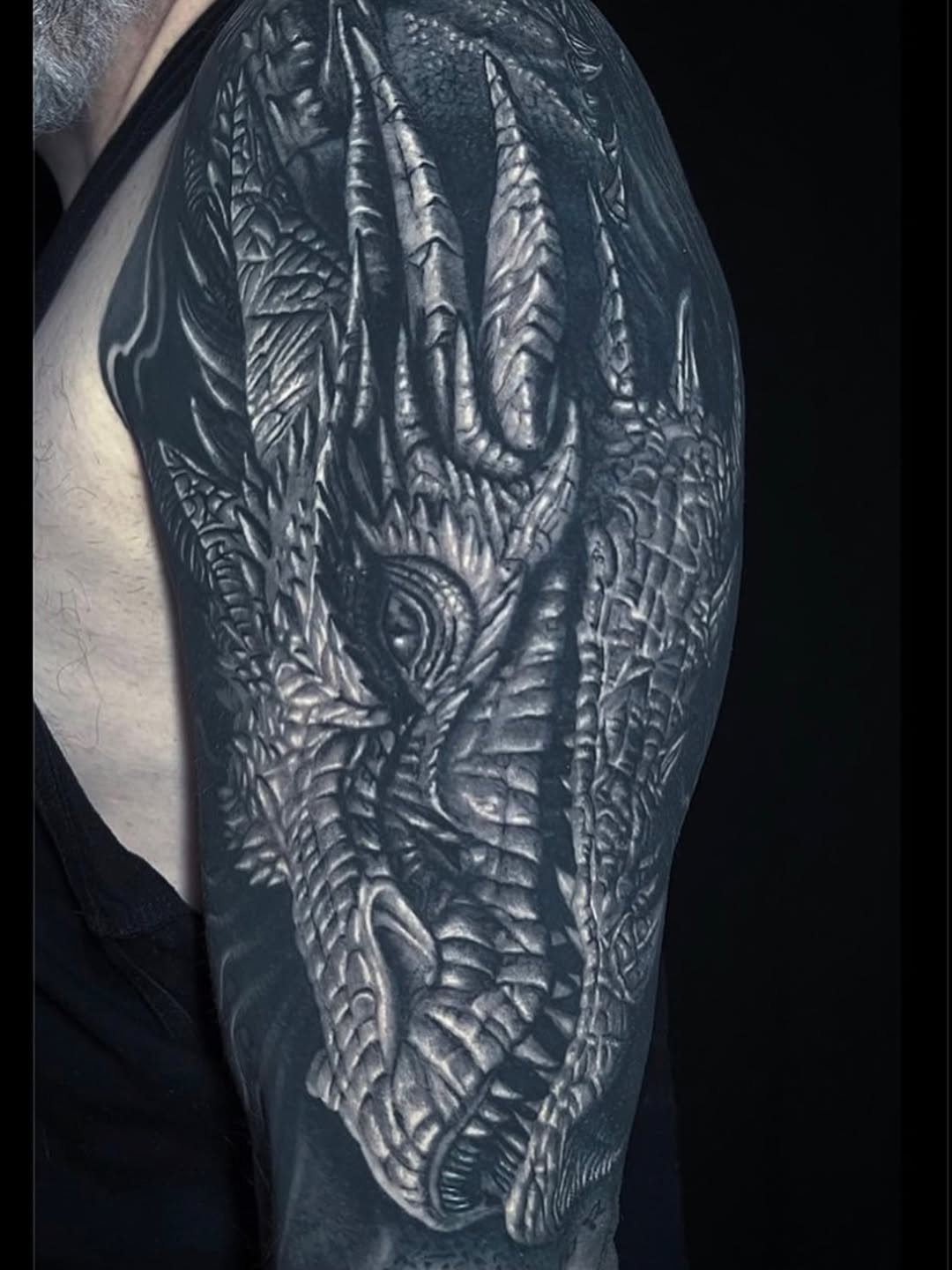 Dragon head Japanese tattoo on the forearm by Gabriel Londis
