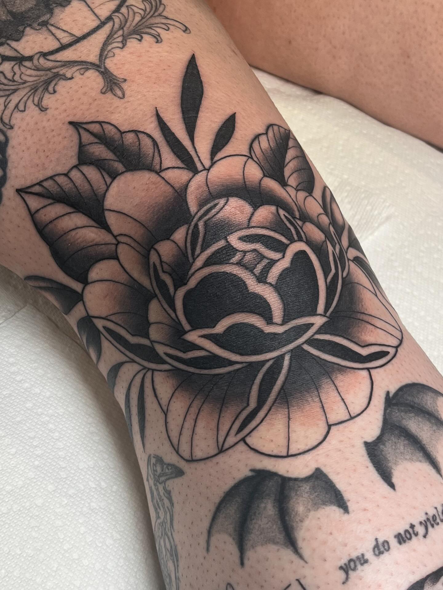 Tattoo by @ninarosatattoo — american_traditional, black_and_grey