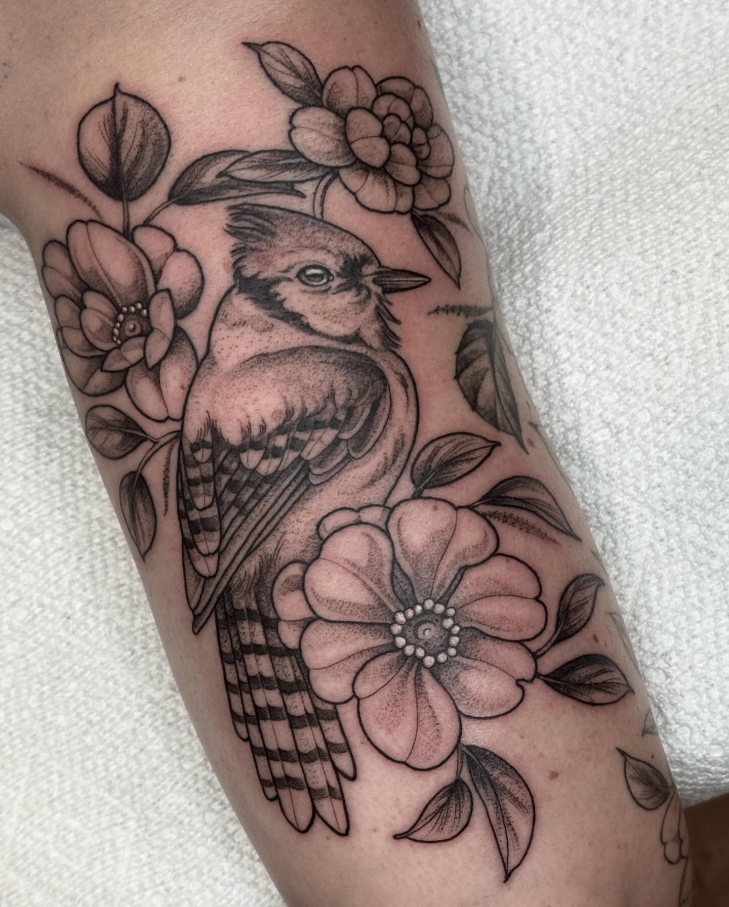 Tattoo by @horsegirltats — black_and_grey