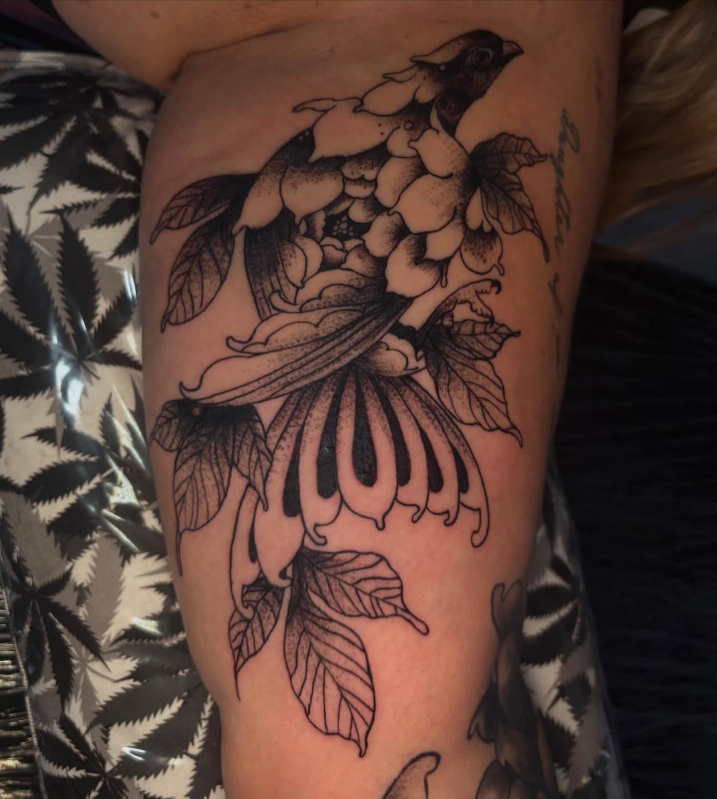 Tattoo by @morbid_studioss — dotwork, black_and_grey