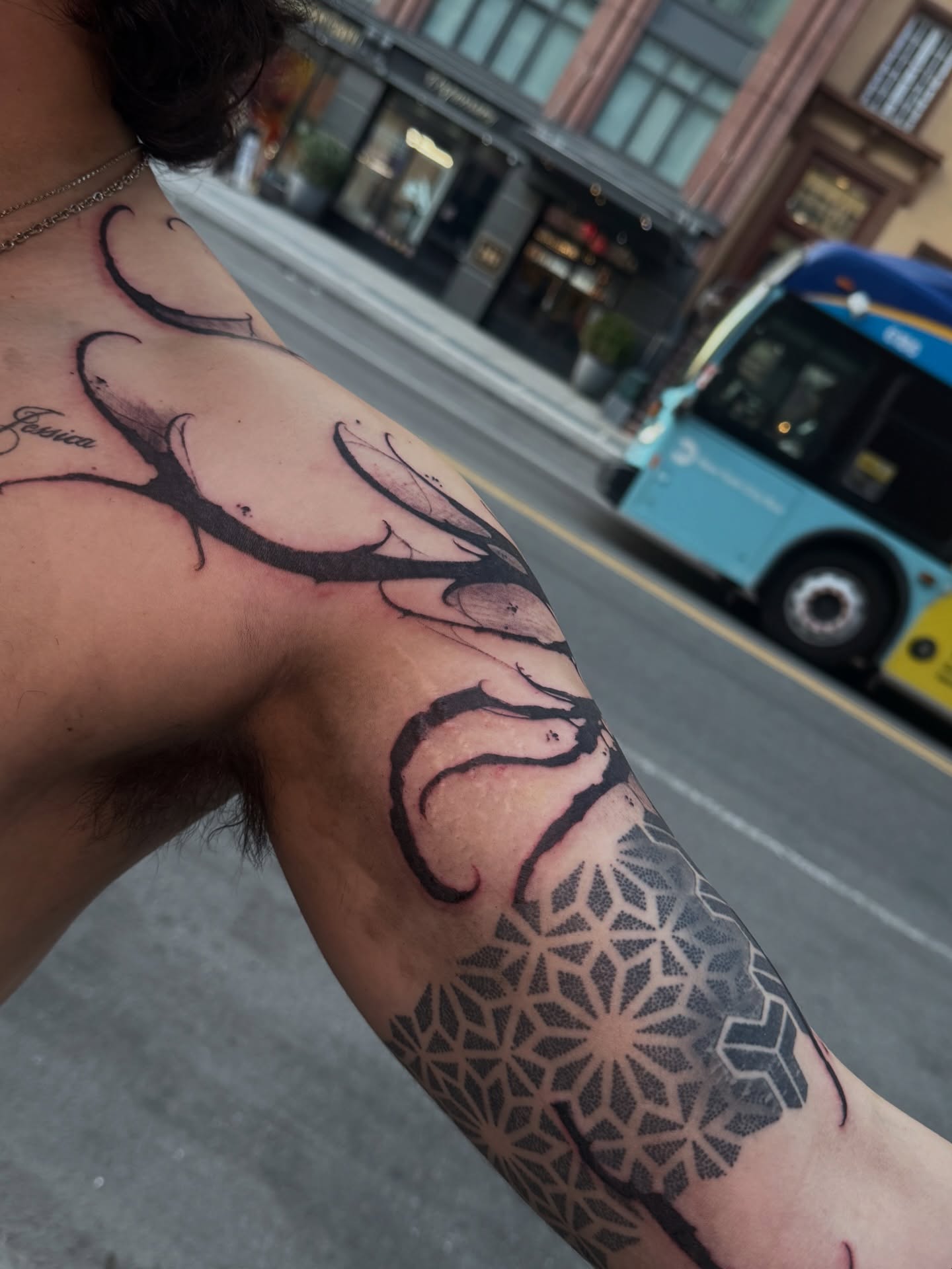 Octopus geometric tattoo on the forearm by Rory Somerville
