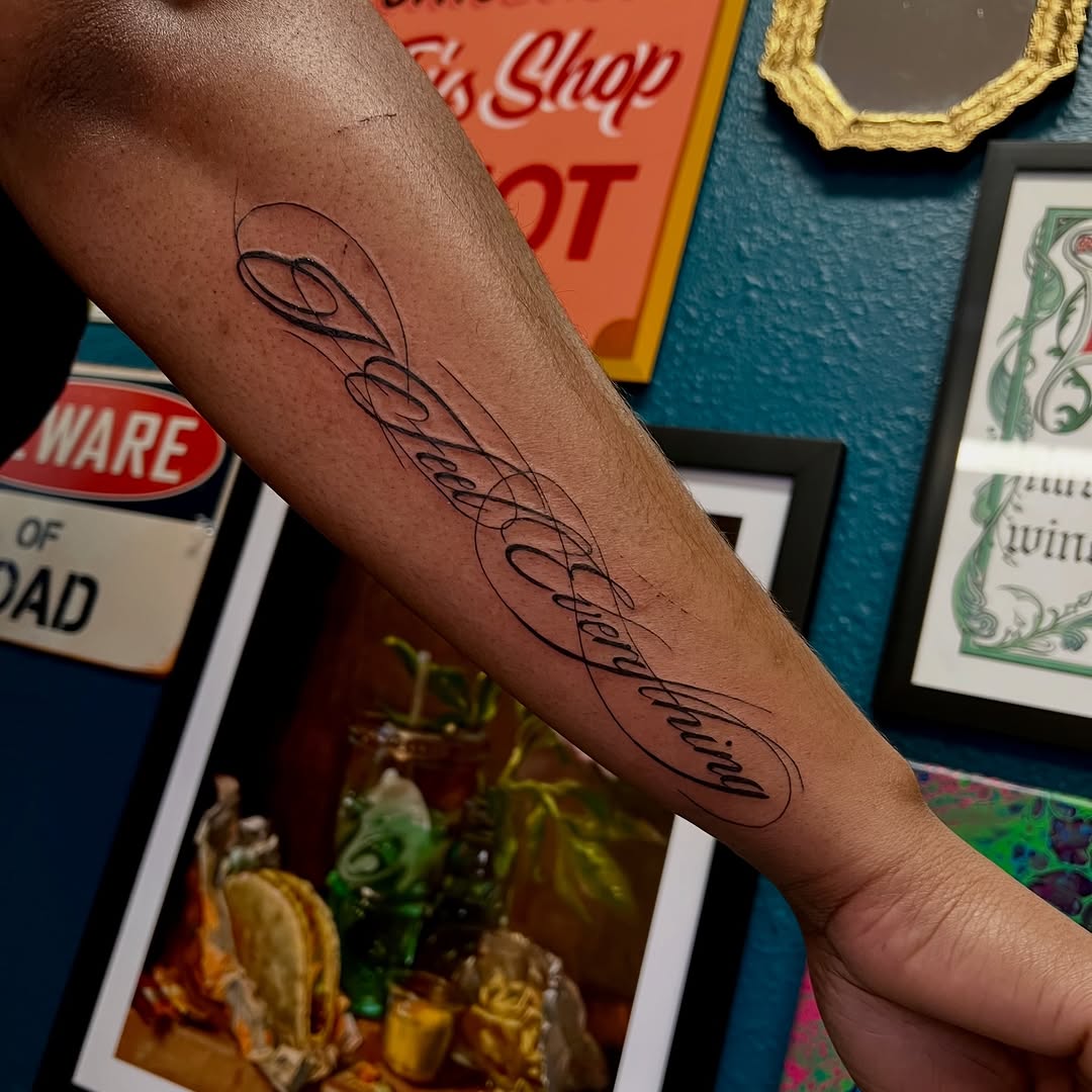 Tattoo by @drewonaperson β lettering_script, fine_line
