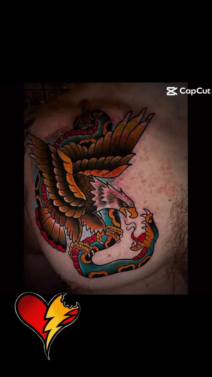 Eagle American traditional tattoo by Joe Capobianco, New Haven, Connecticut