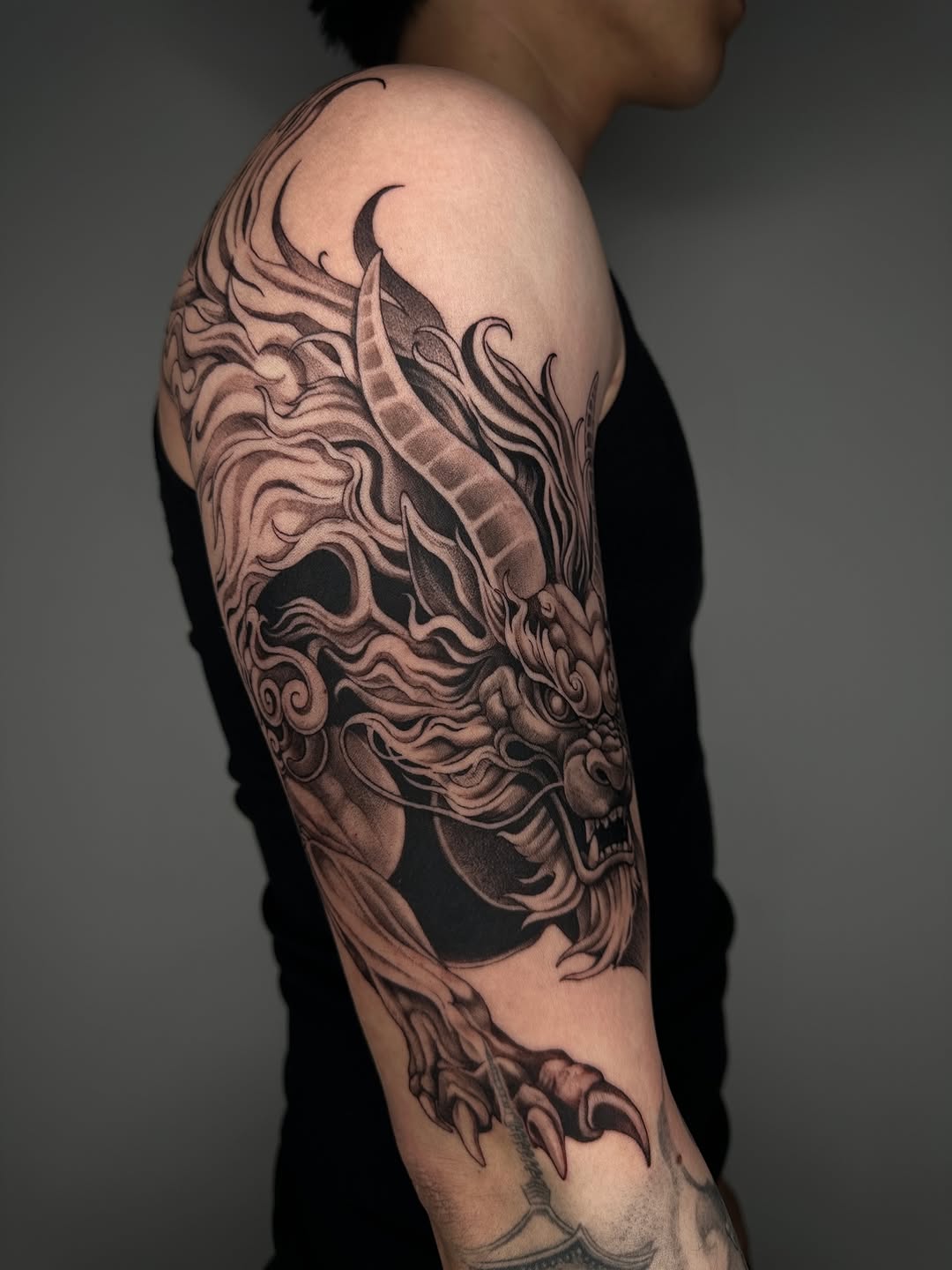 Tattoo by @art_lllex — japanese_irezumi, black_and_grey