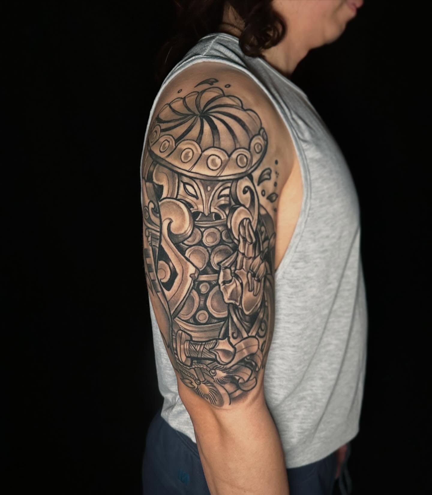 Tattoo by @bigbonedgnome — black_and_grey