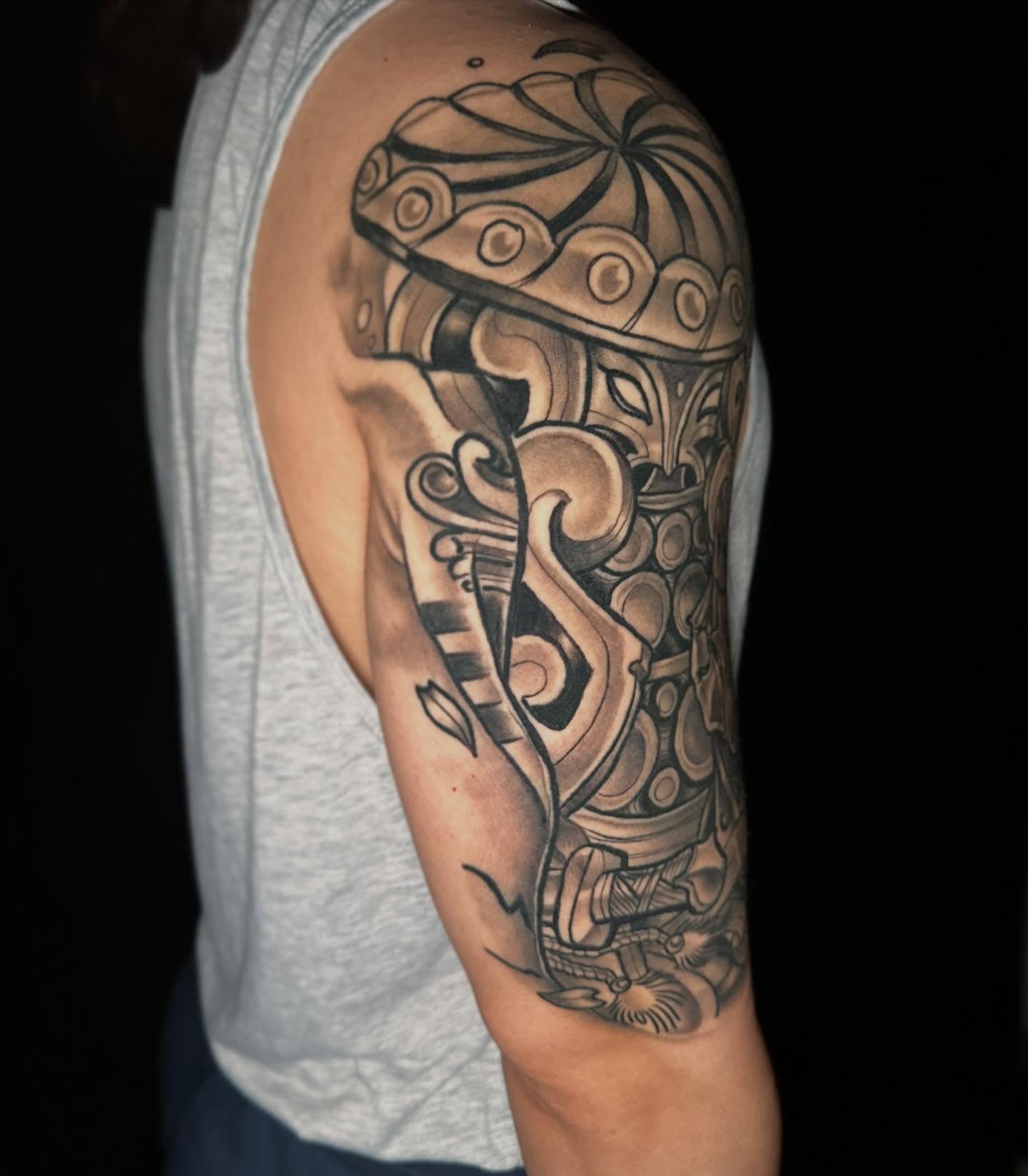 Tattoo by @bigbonedgnome — black_and_grey, geometric
