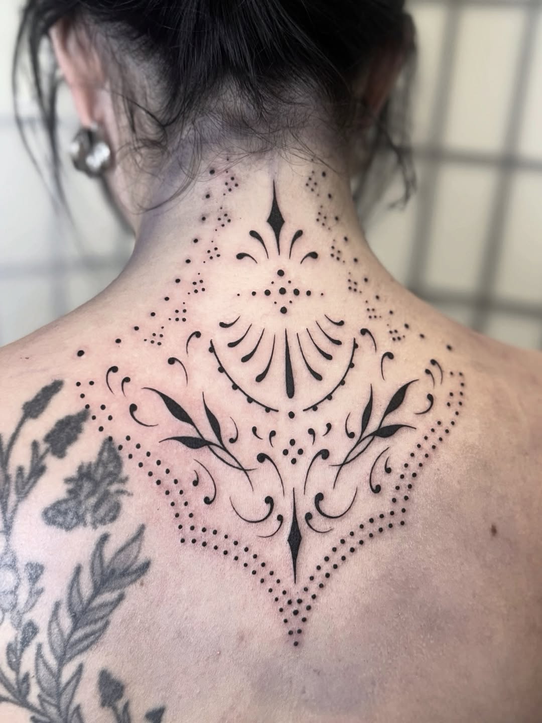 Tattoo by @roseydeers — ornamental, dotwork
