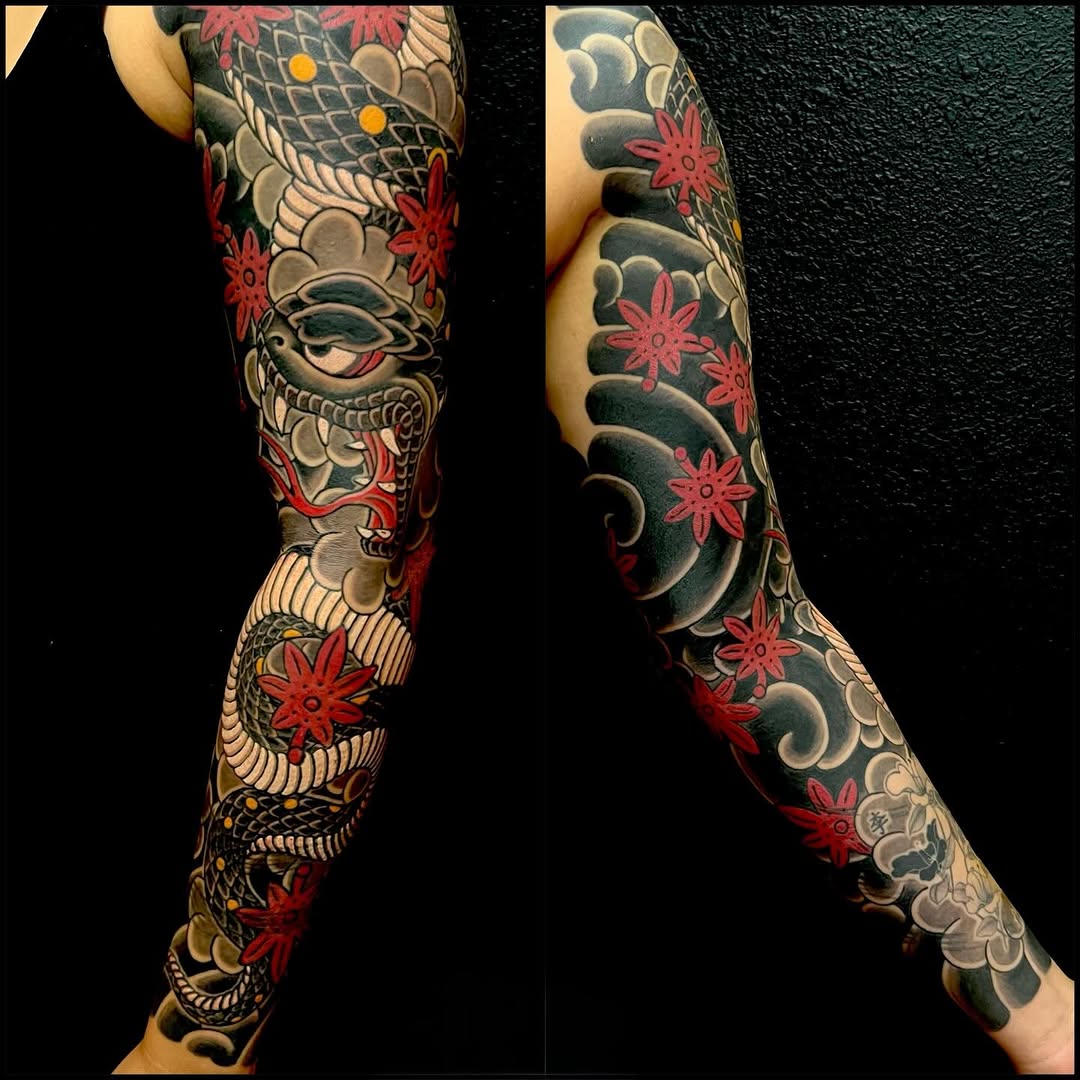 Tattoo by @rockyburley โ japanese_irezumi, black_and_grey