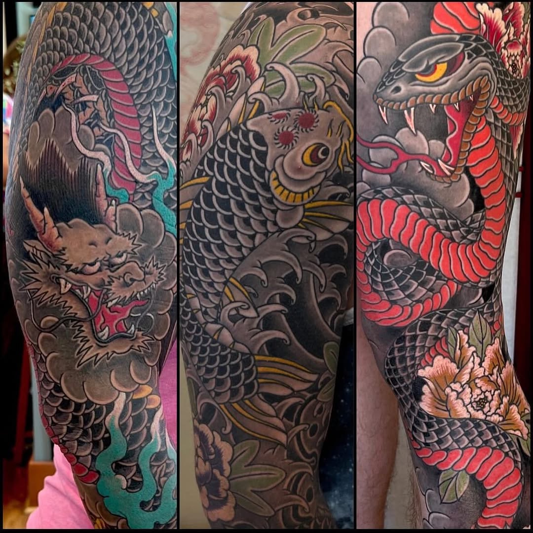 Tattoo by @rockyburley โ japanese_irezumi, black_and_grey
