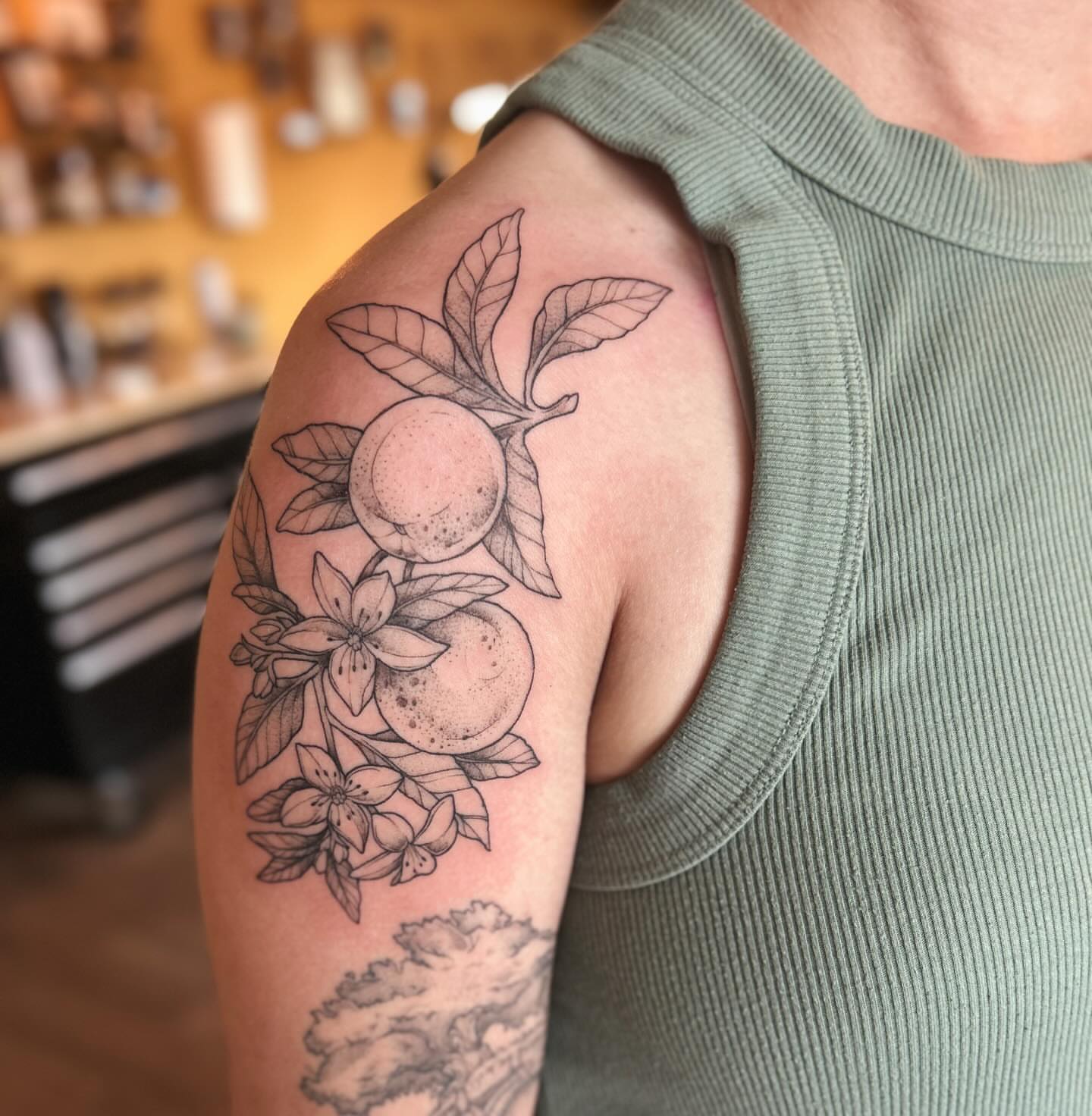 Tattoo by @littlebird_ink — black_and_grey