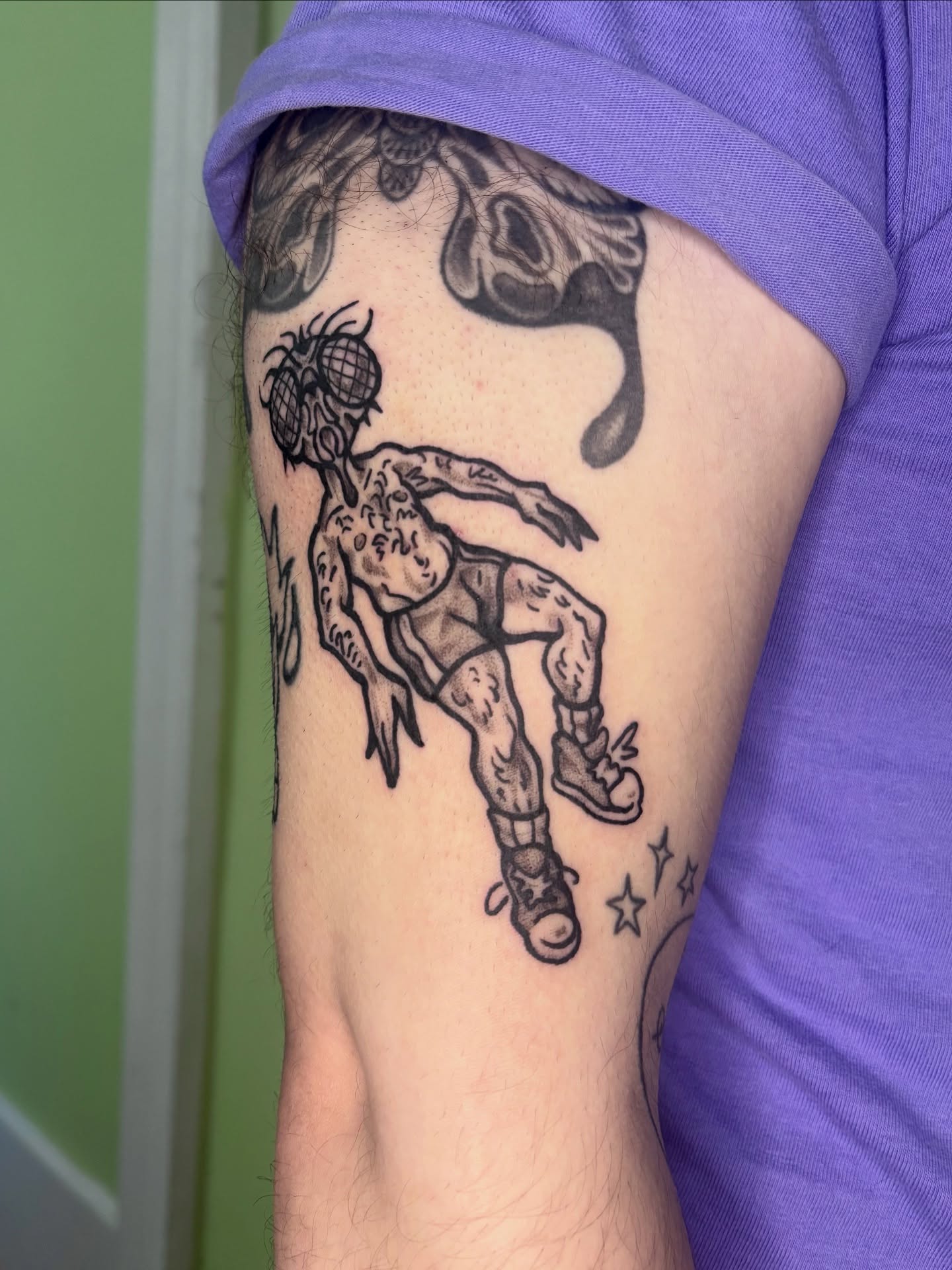 Basketball player black and grey tattoo on the forearm by Grae